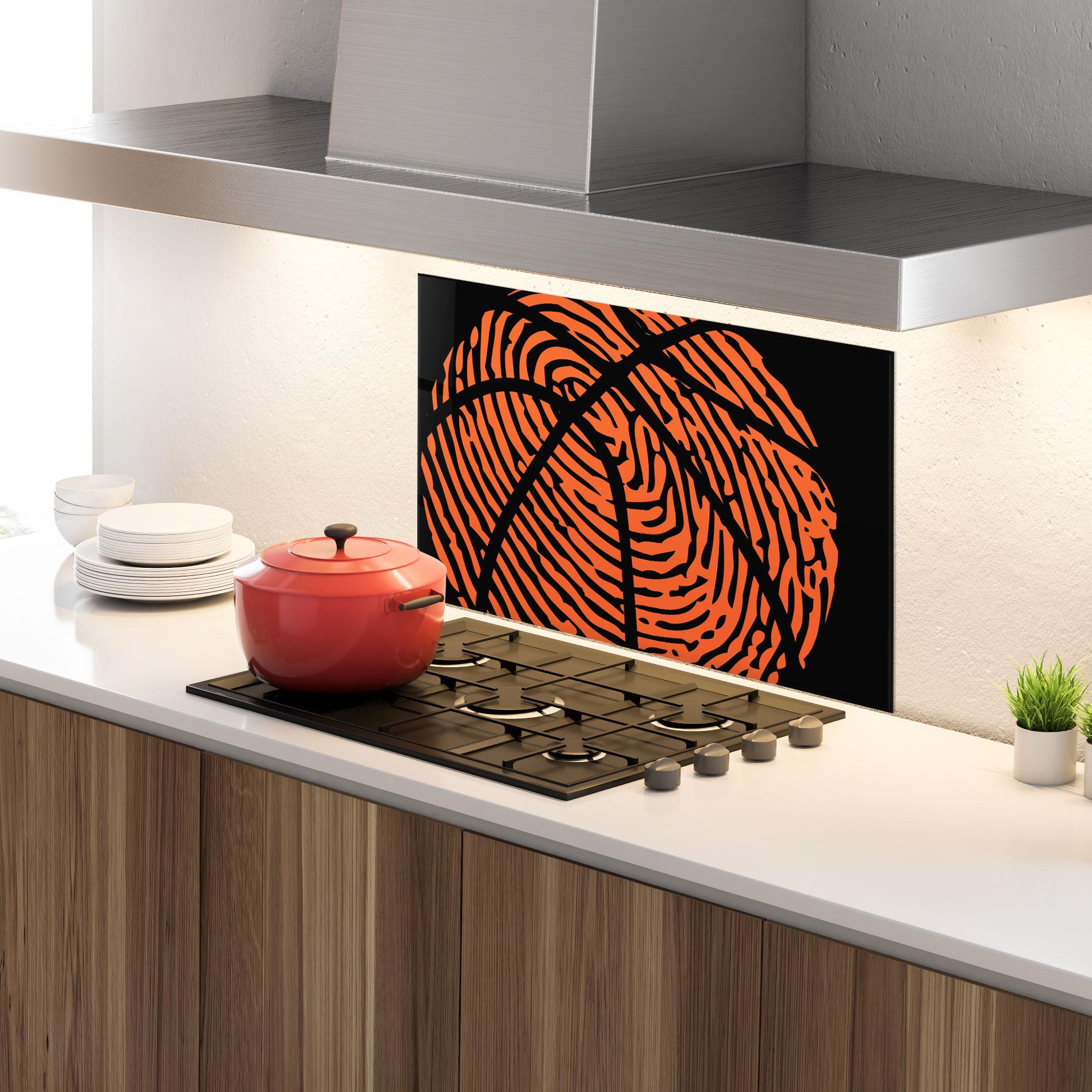 Küchenrückwand Glas Fingerprint Basketball mockup 4