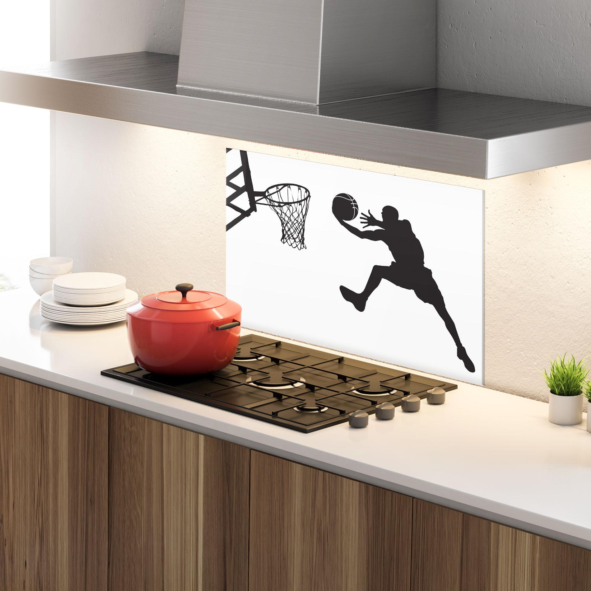 Küchenrückwand Glas Jump Basket mockup 4