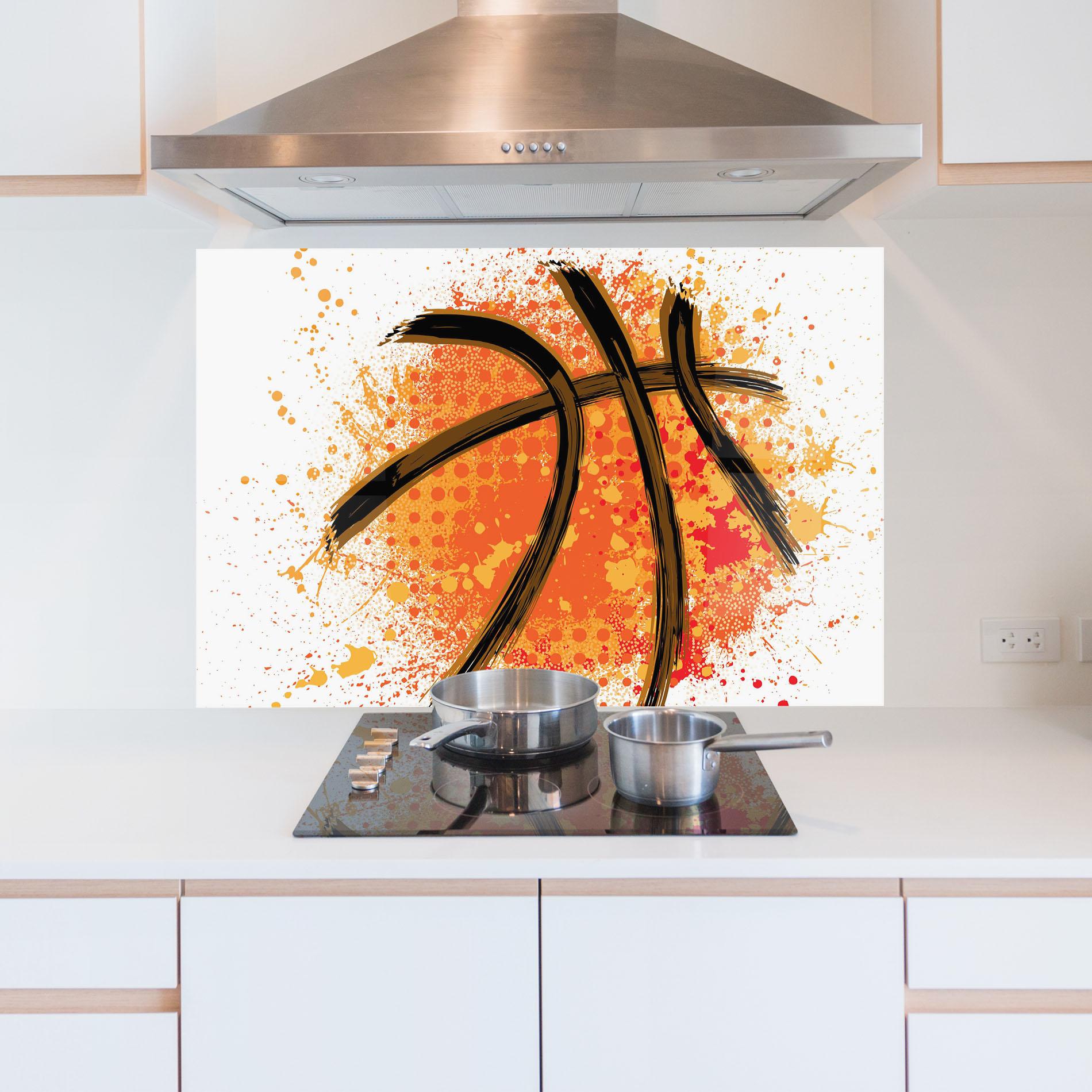 Küchenrückwand Glas Basket Orange Grunge mockup 5