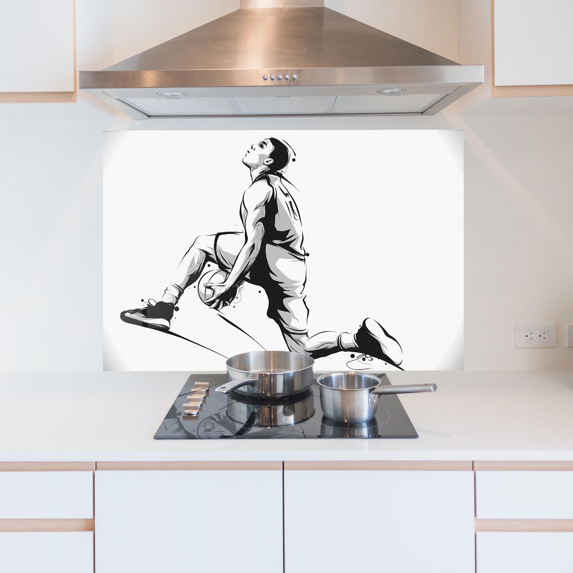 Küchenrückwand Glas Basketball Player Jump mockup 5