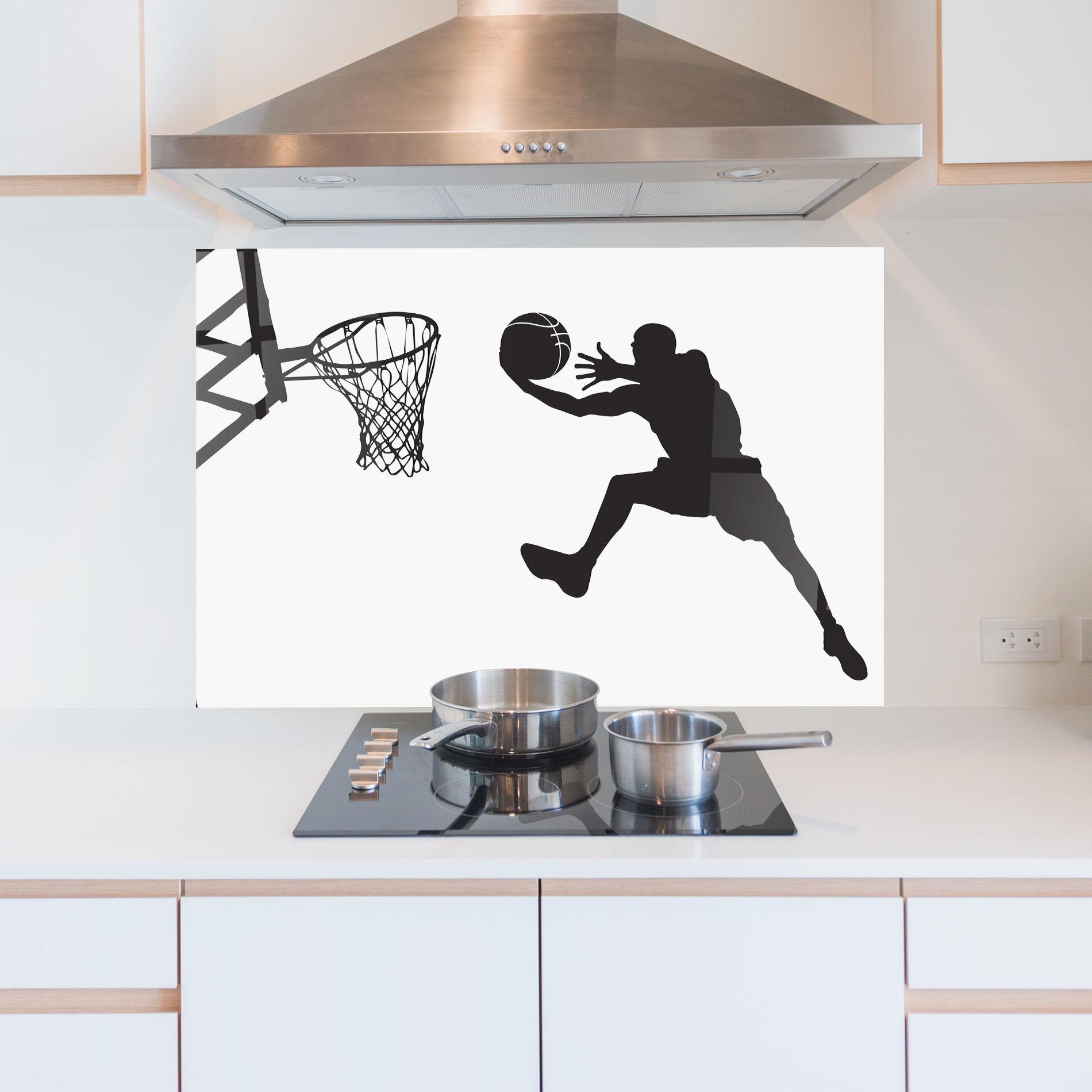 Küchenrückwand Glas Jump Basket mockup 5