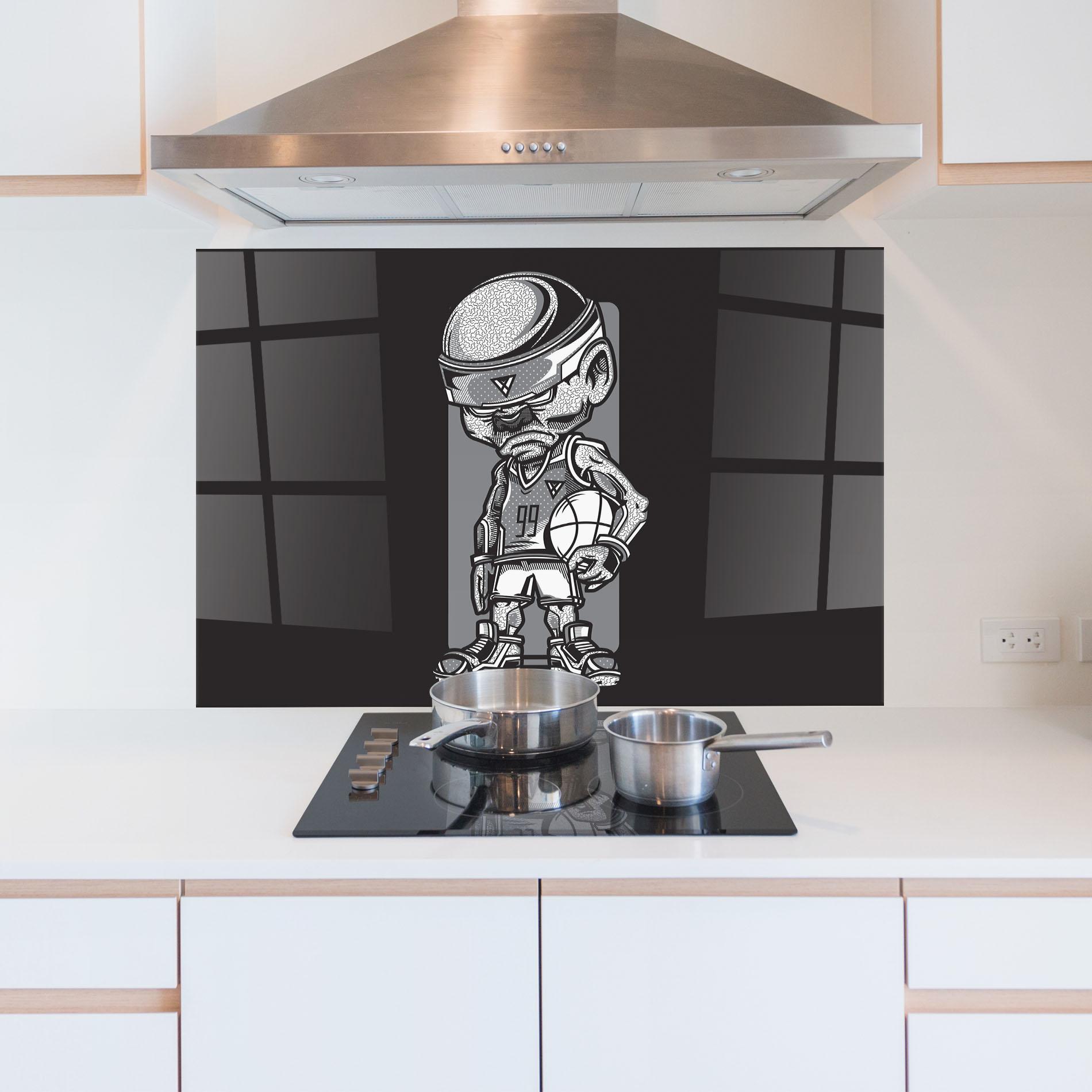 Küchenrückwand Glas Old Man Basket mockup 5