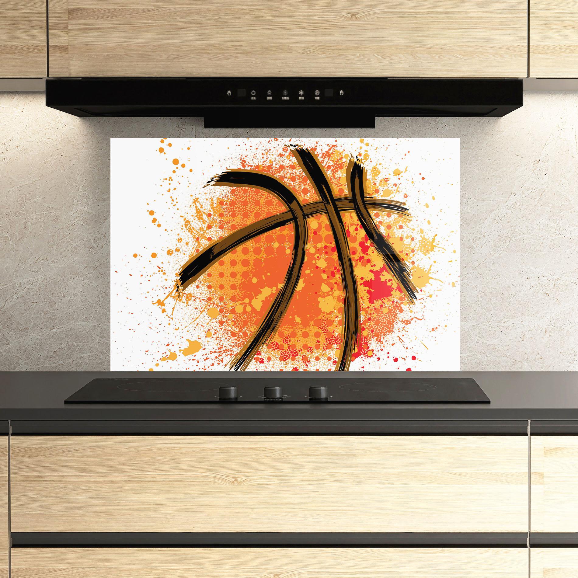 Küchenrückwand Glas Basket Orange Grunge mockup 3