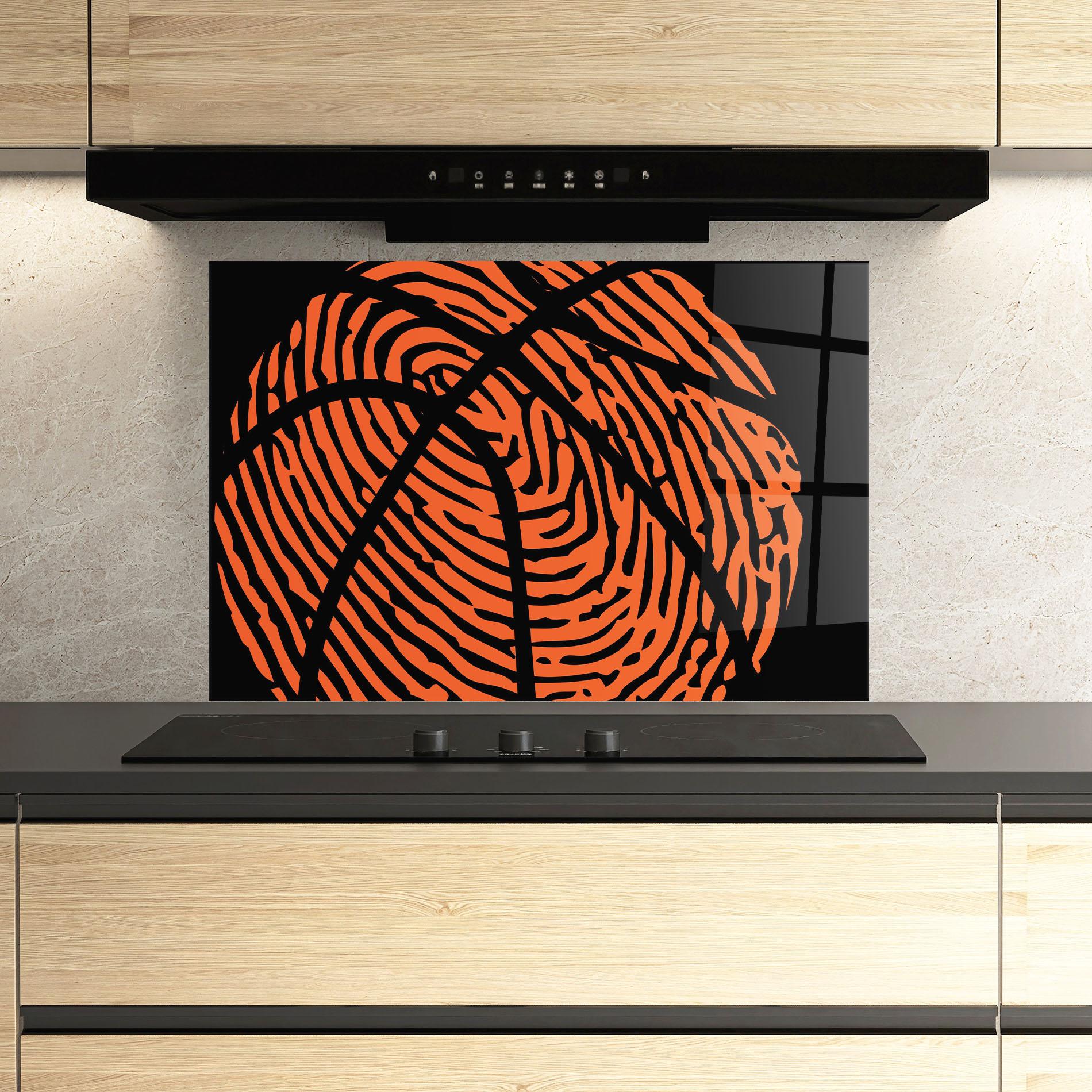 Küchenrückwand Glas Fingerprint Basketball mockup 3
