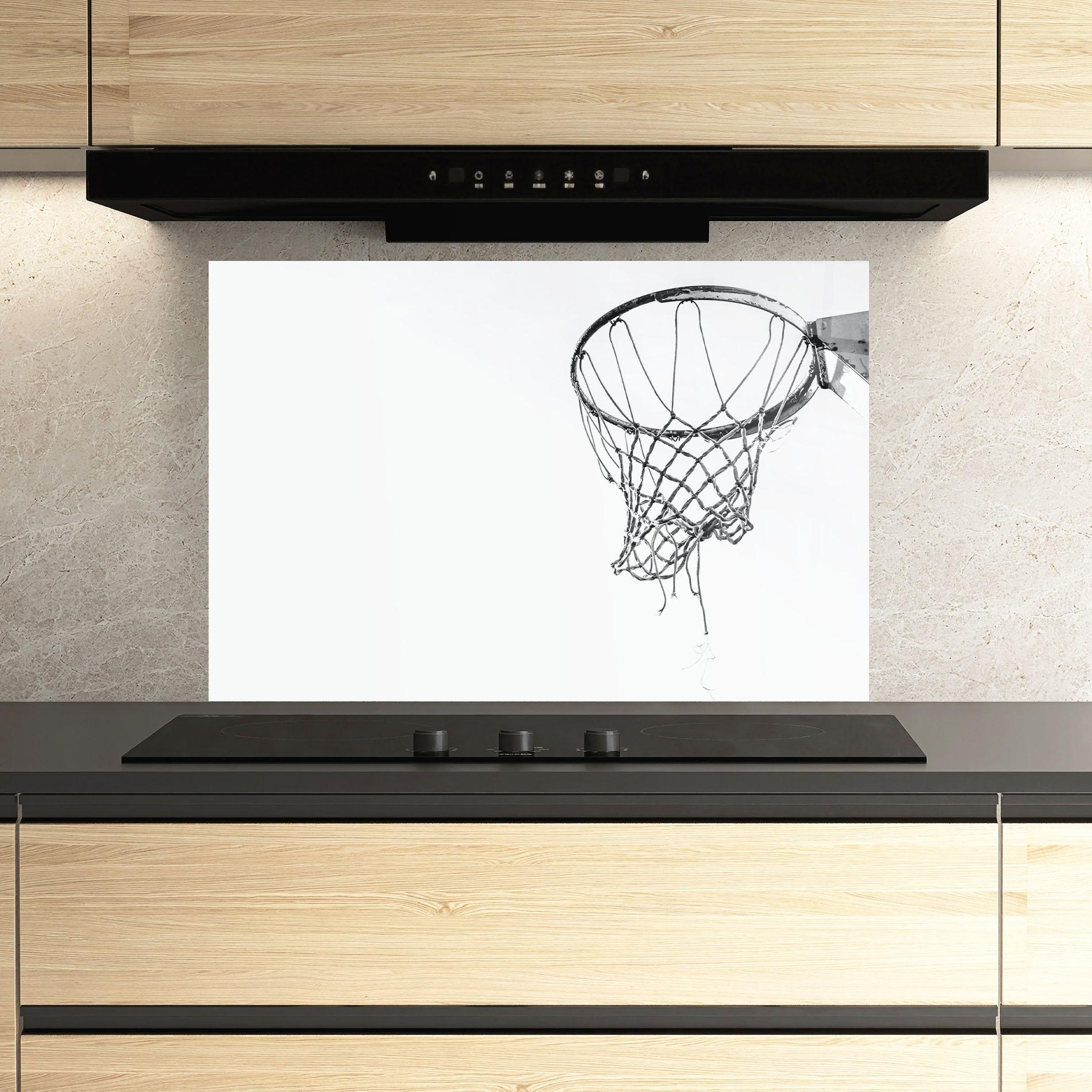 Küchenrückwand Glas Grey Basket Hoop mockup 3