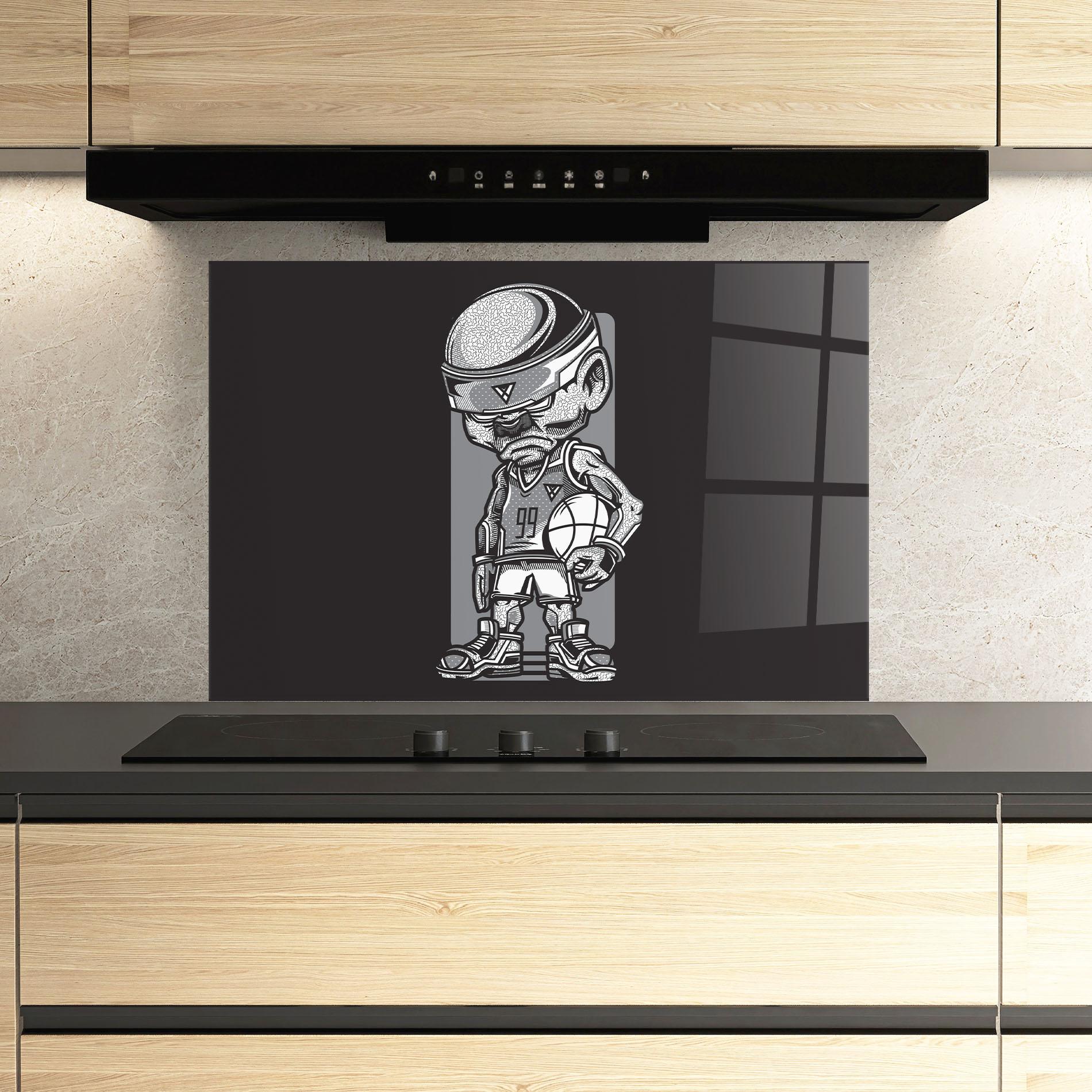 Küchenrückwand Glas Old Man Basket mockup 3