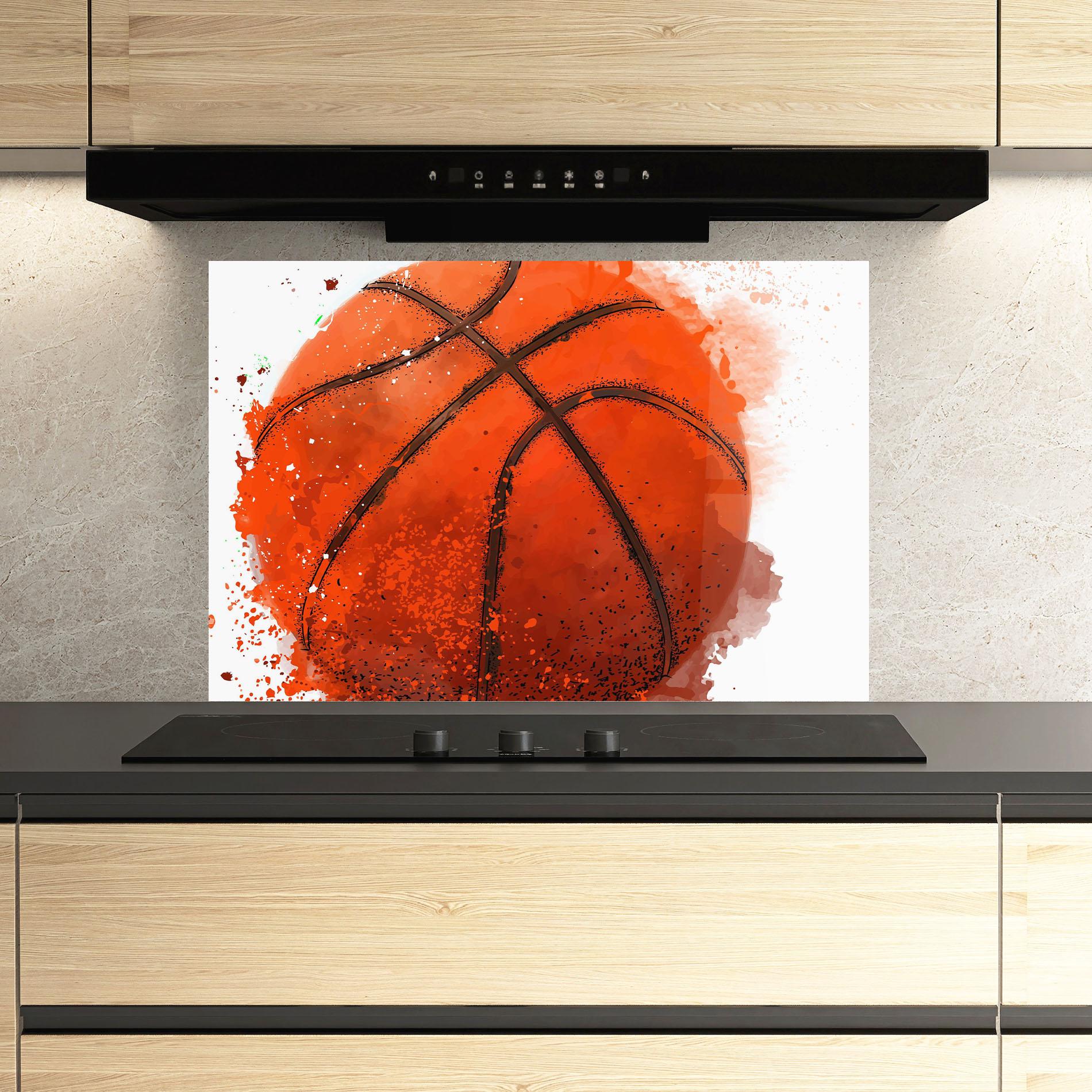Küchenrückwand Glas Orange Basket Ball mockup 3