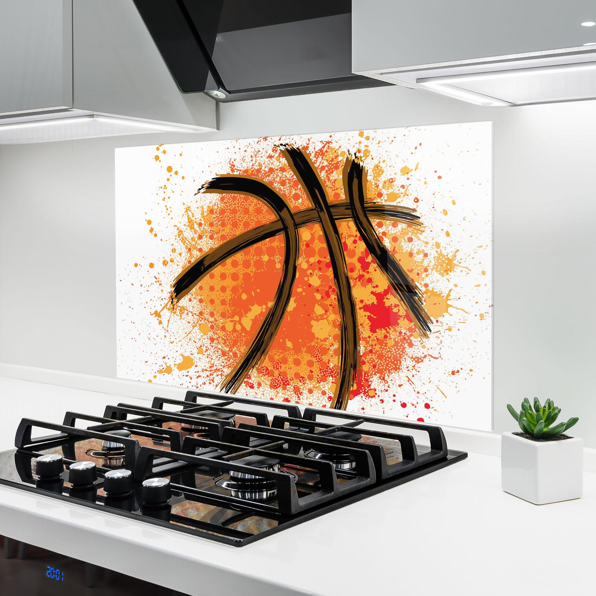 Küchenrückwand Glas Basket Orange Grunge mockup 6