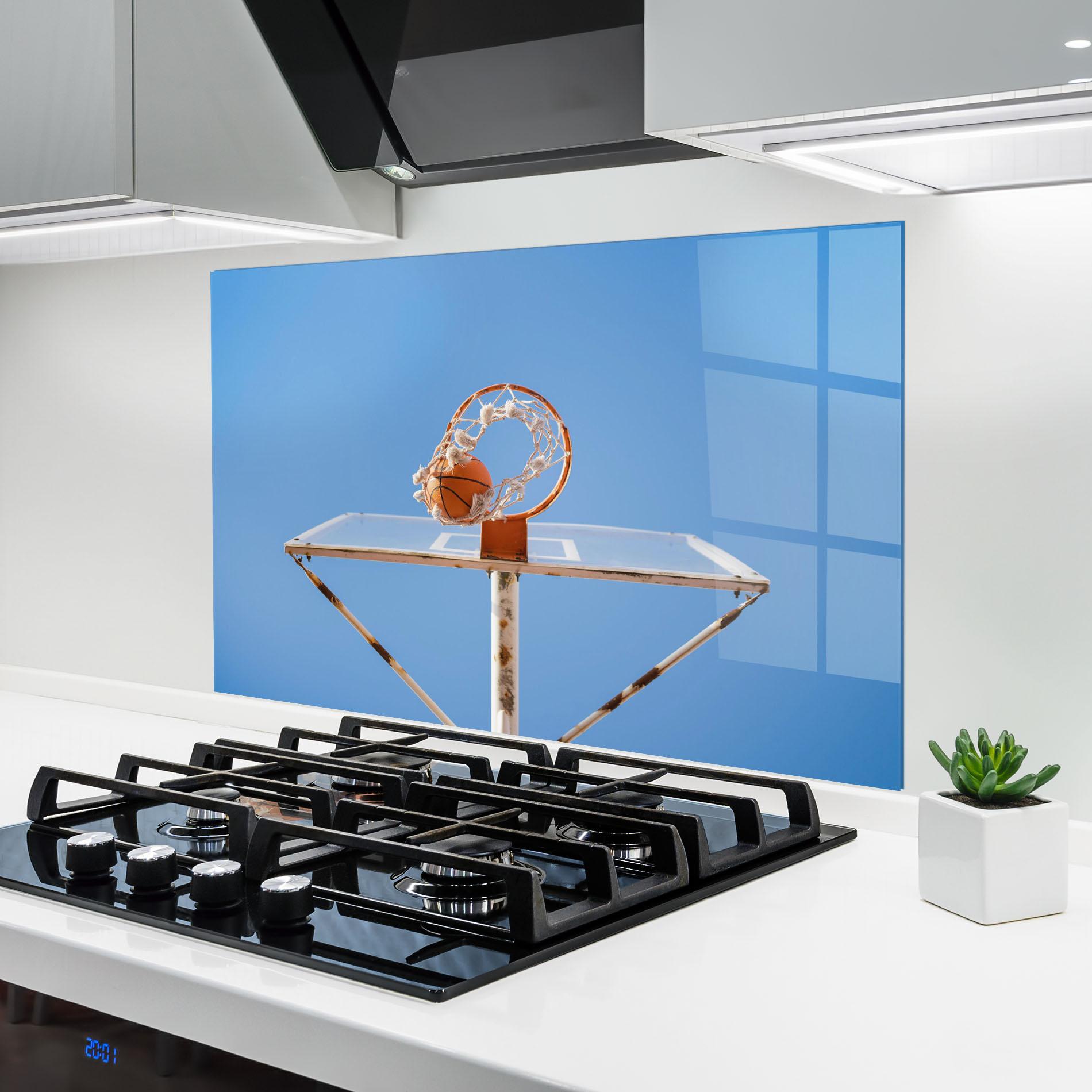 Küchenrückwand Glas Basketball Hoop Blue Sky mockup 6