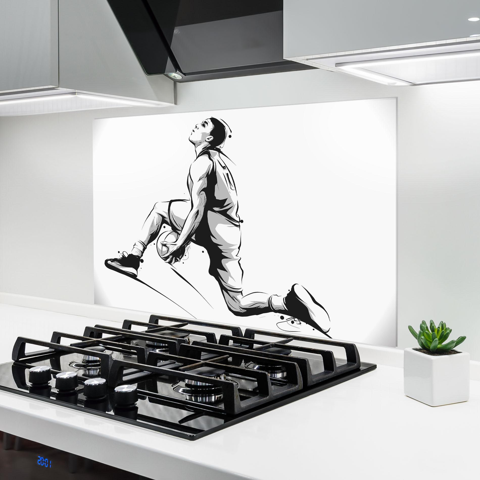 Küchenrückwand Glas Basketball Player Jump mockup 6