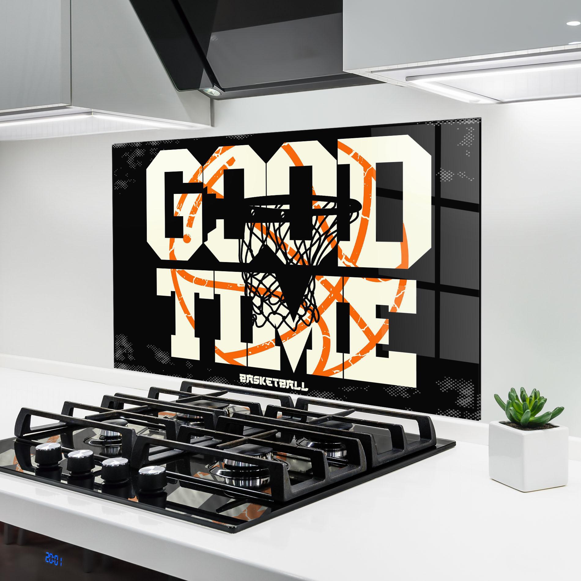 Küchenrückwand Glas Good Time Basket mockup 6