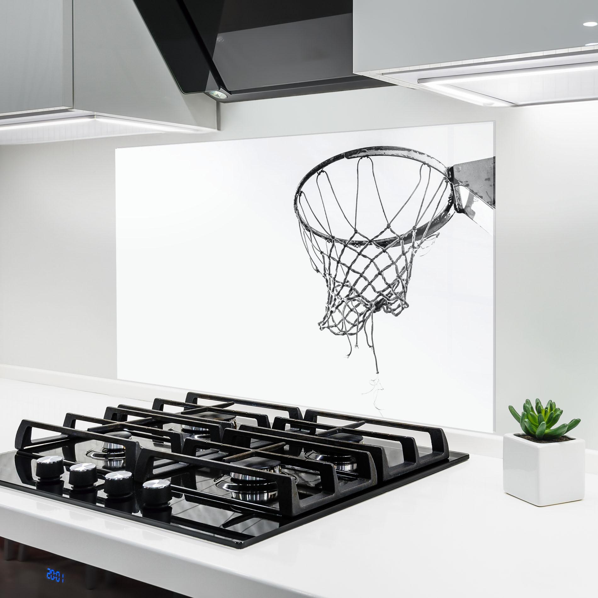 Küchenrückwand Glas Grey Basket Hoop mockup 6