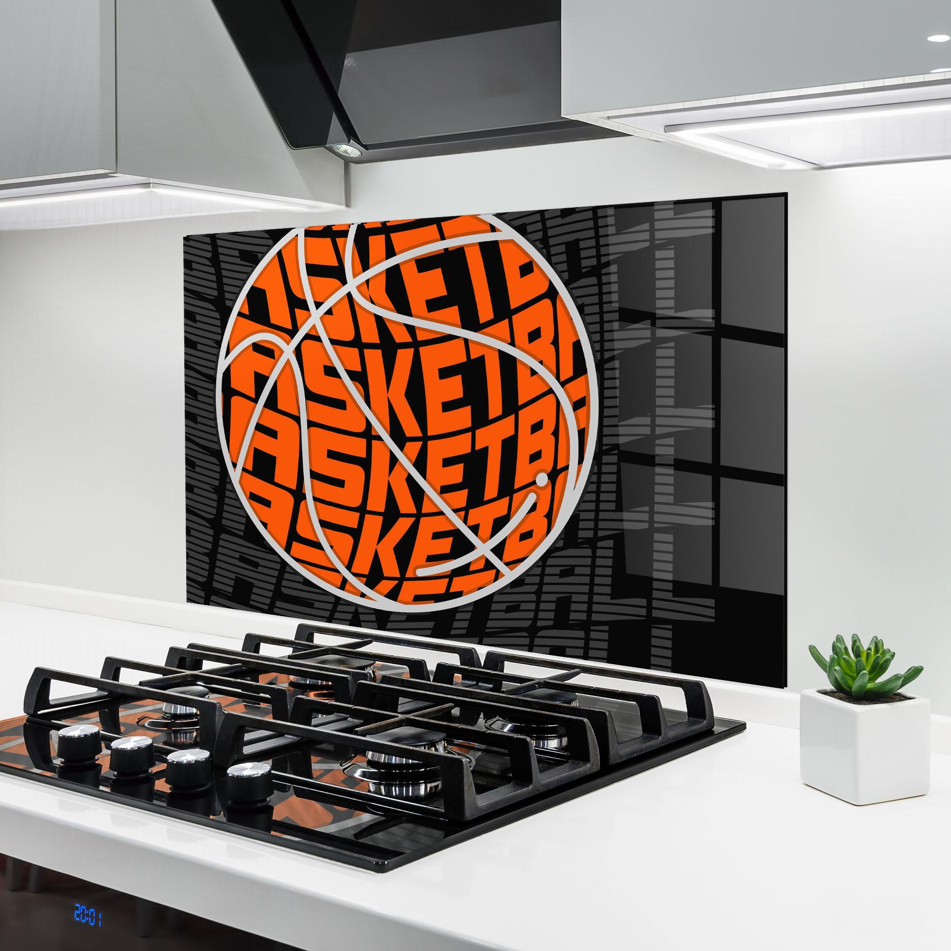 Küchenrückwand Glas Grey Orange Basket mockup 6