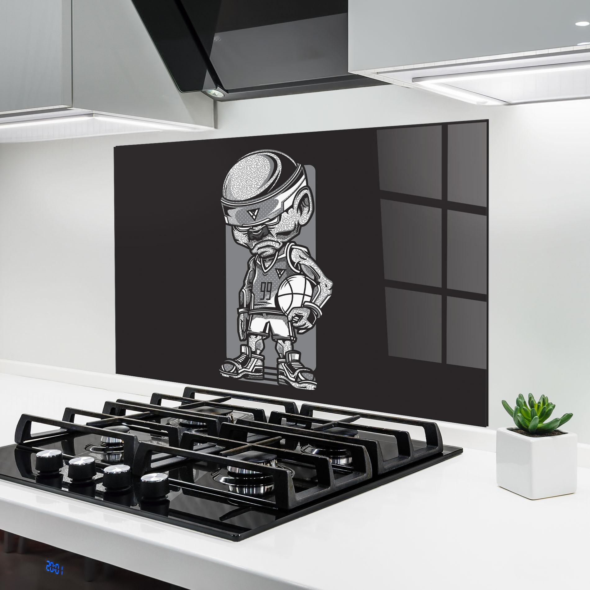 Küchenrückwand Glas Old Man Basket mockup 6