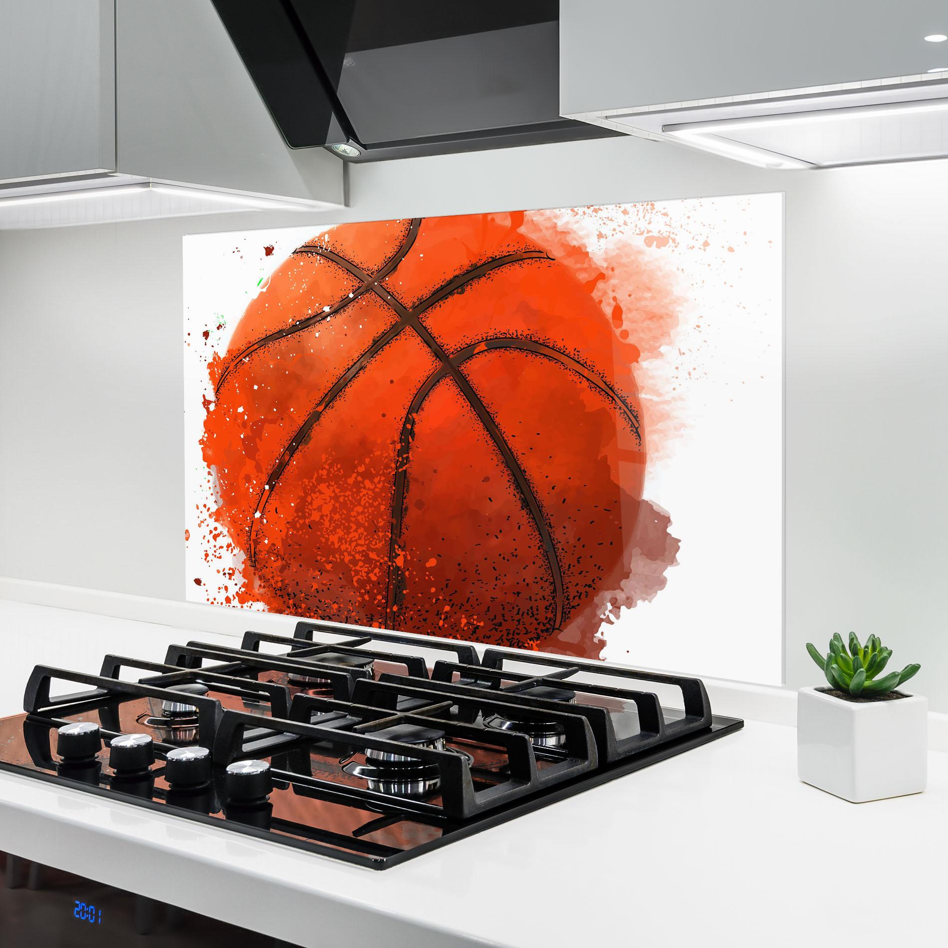 Küchenrückwand Glas Orange Basket Ball mockup 6