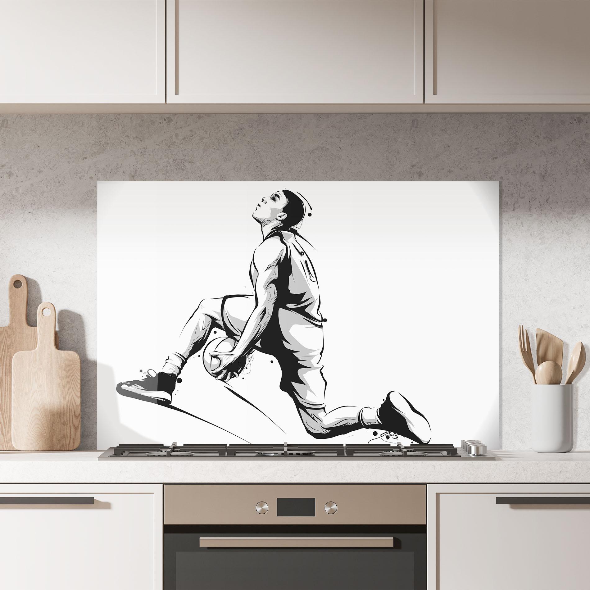 Küchenrückwand Glas Basketball Player Jump mockup 7