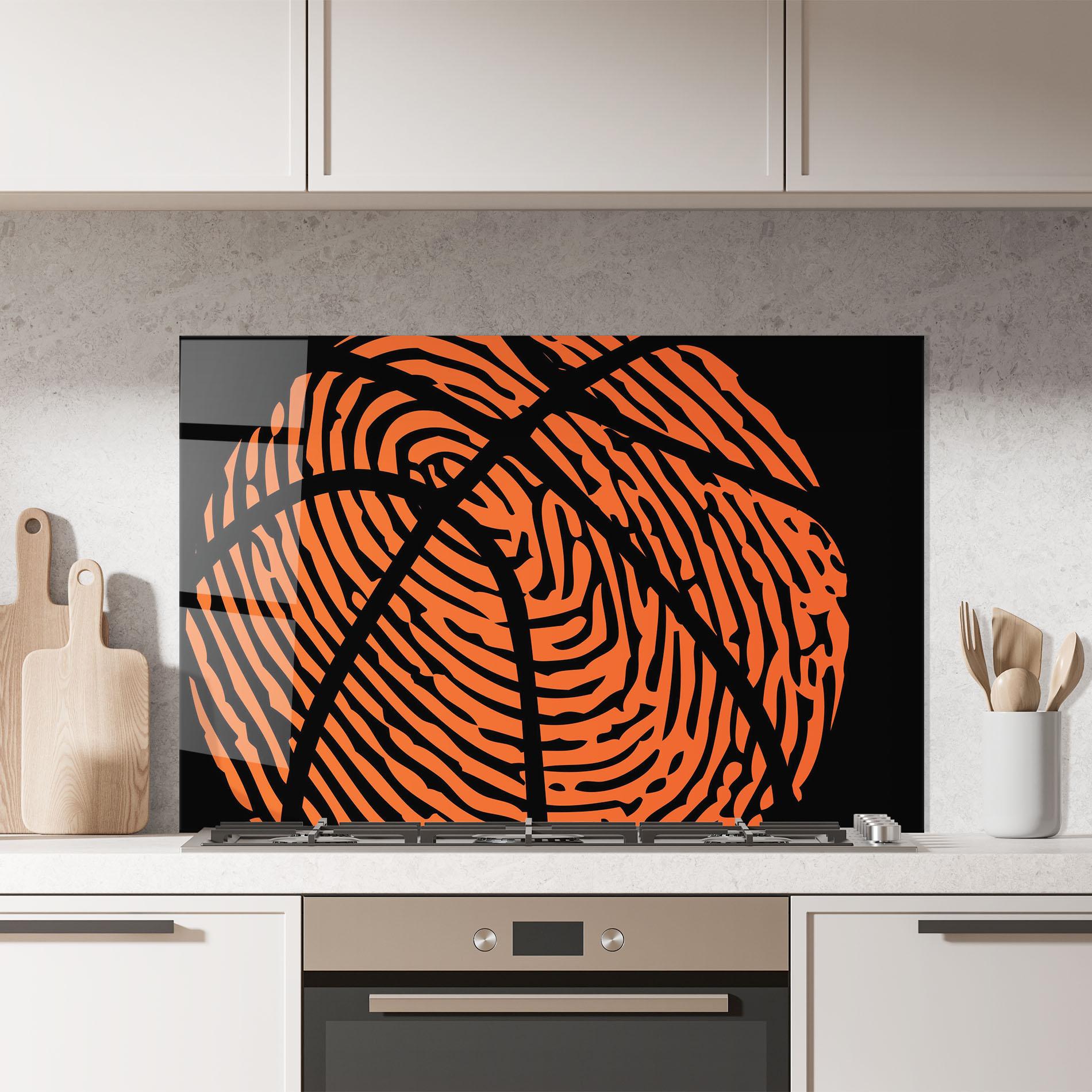 Küchenrückwand Glas Fingerprint Basketball mockup 7