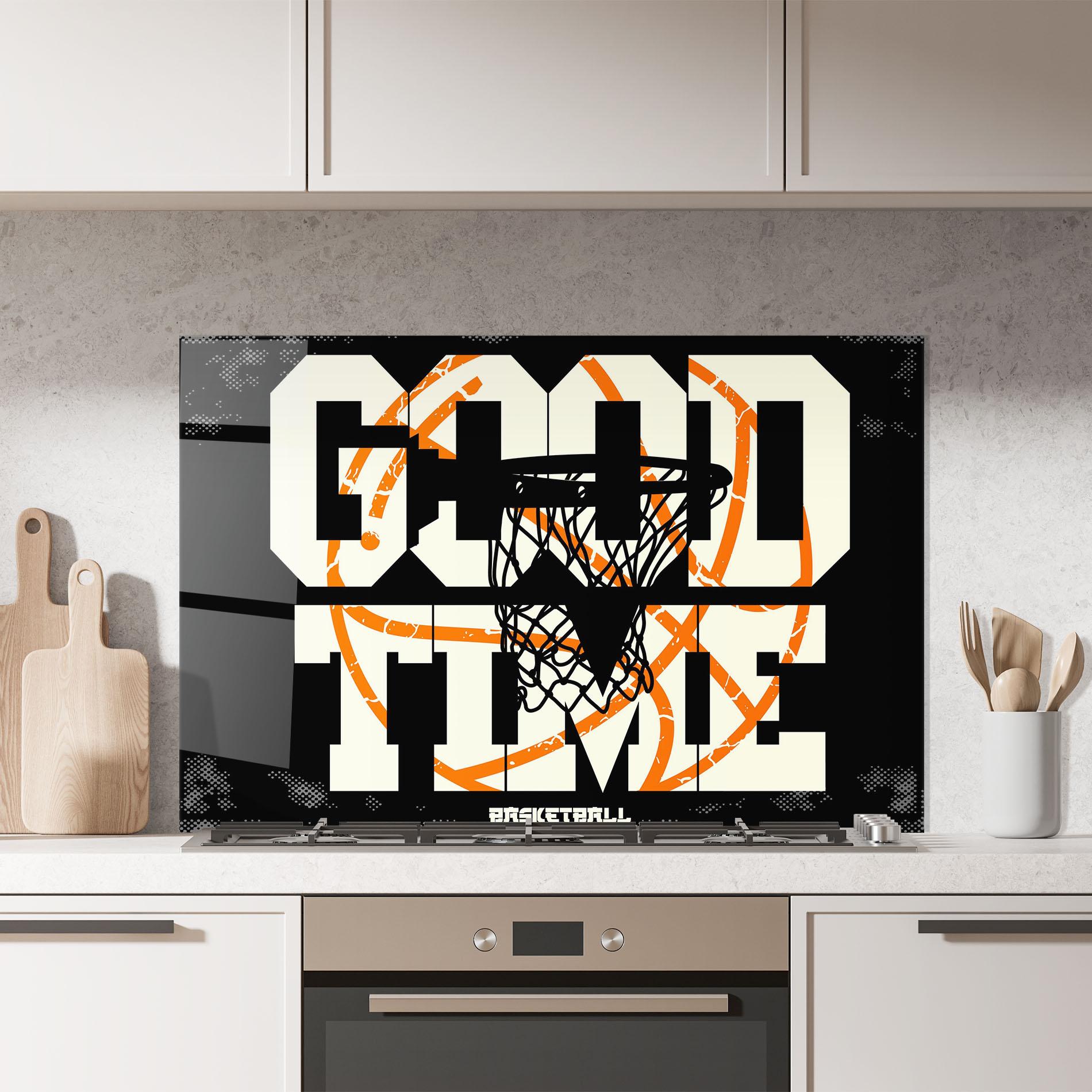 Küchenrückwand Glas Good Time Basket mockup 7