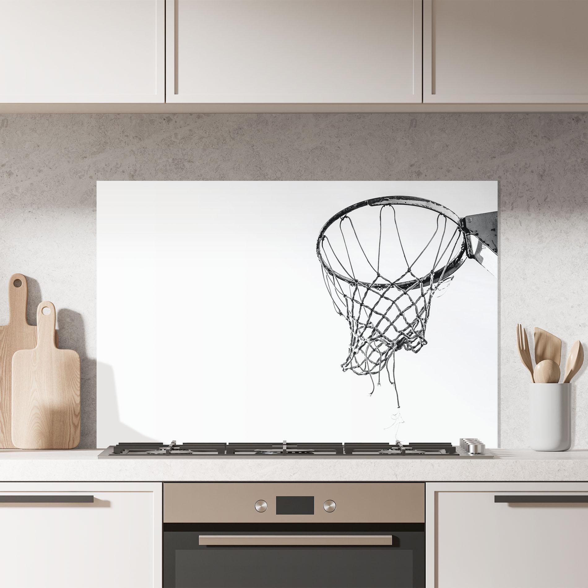 Küchenrückwand Glas Grey Basket Hoop mockup 7