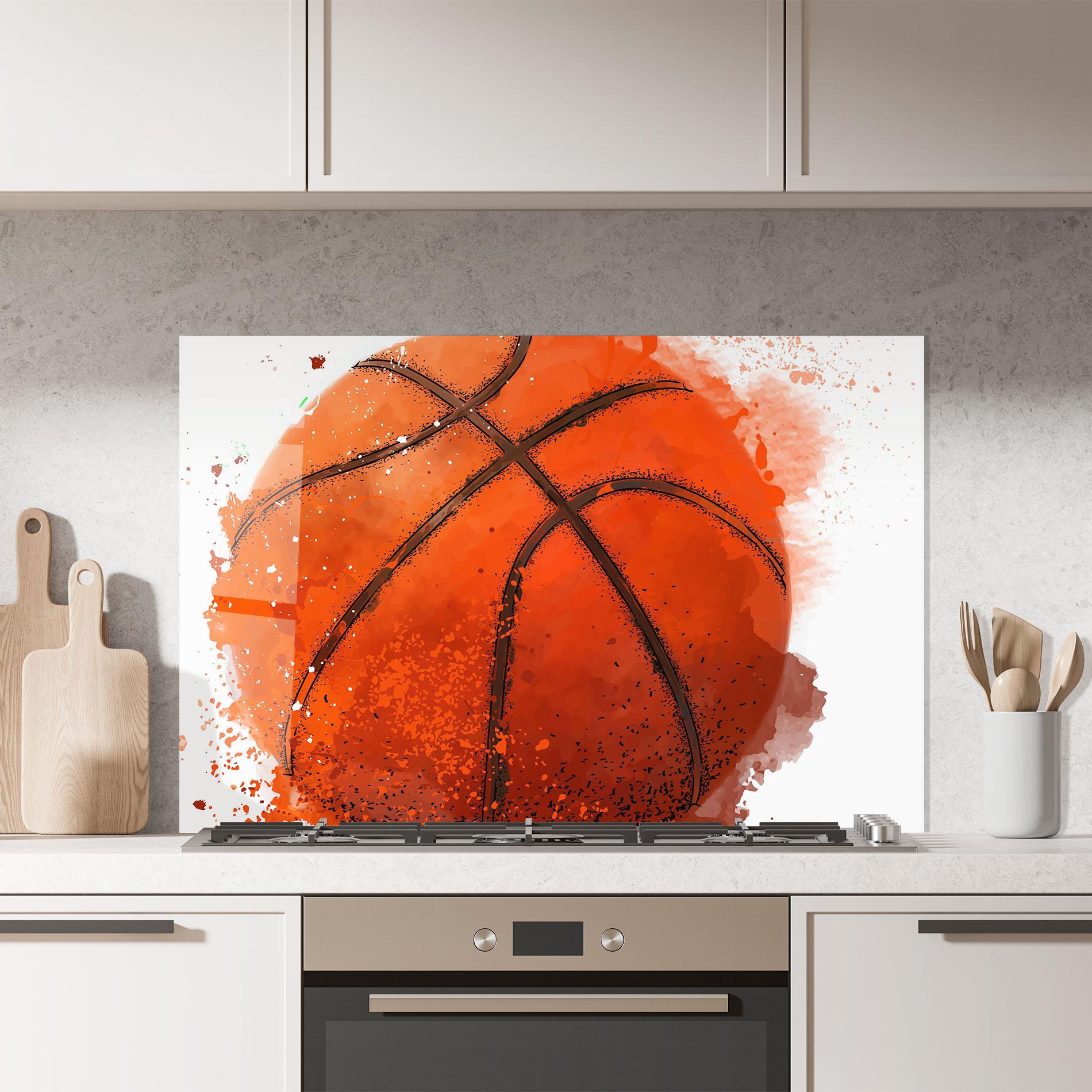 Küchenrückwand Glas Orange Basket Ball mockup 7