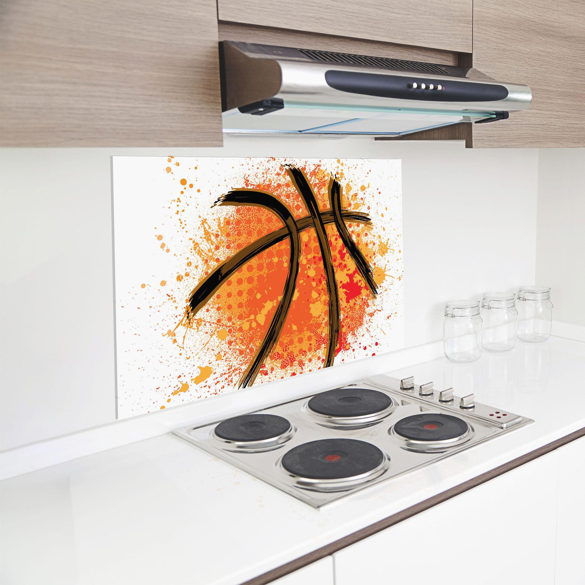 Küchenrückwand Glas Basket Orange Grunge mockup 8