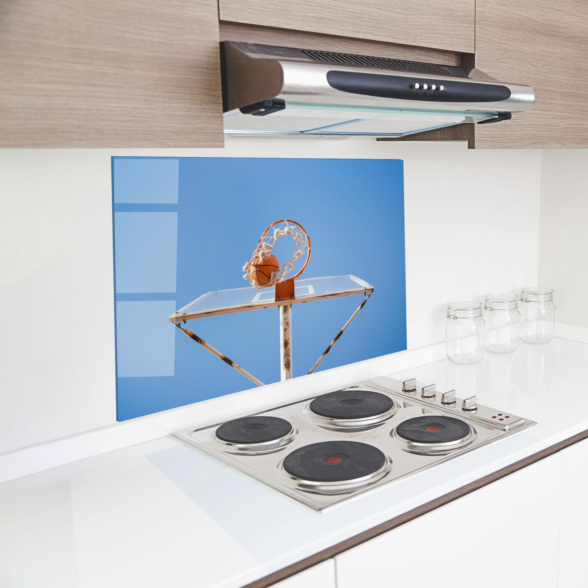 Küchenrückwand Glas Basketball Hoop Blue Sky mockup 8