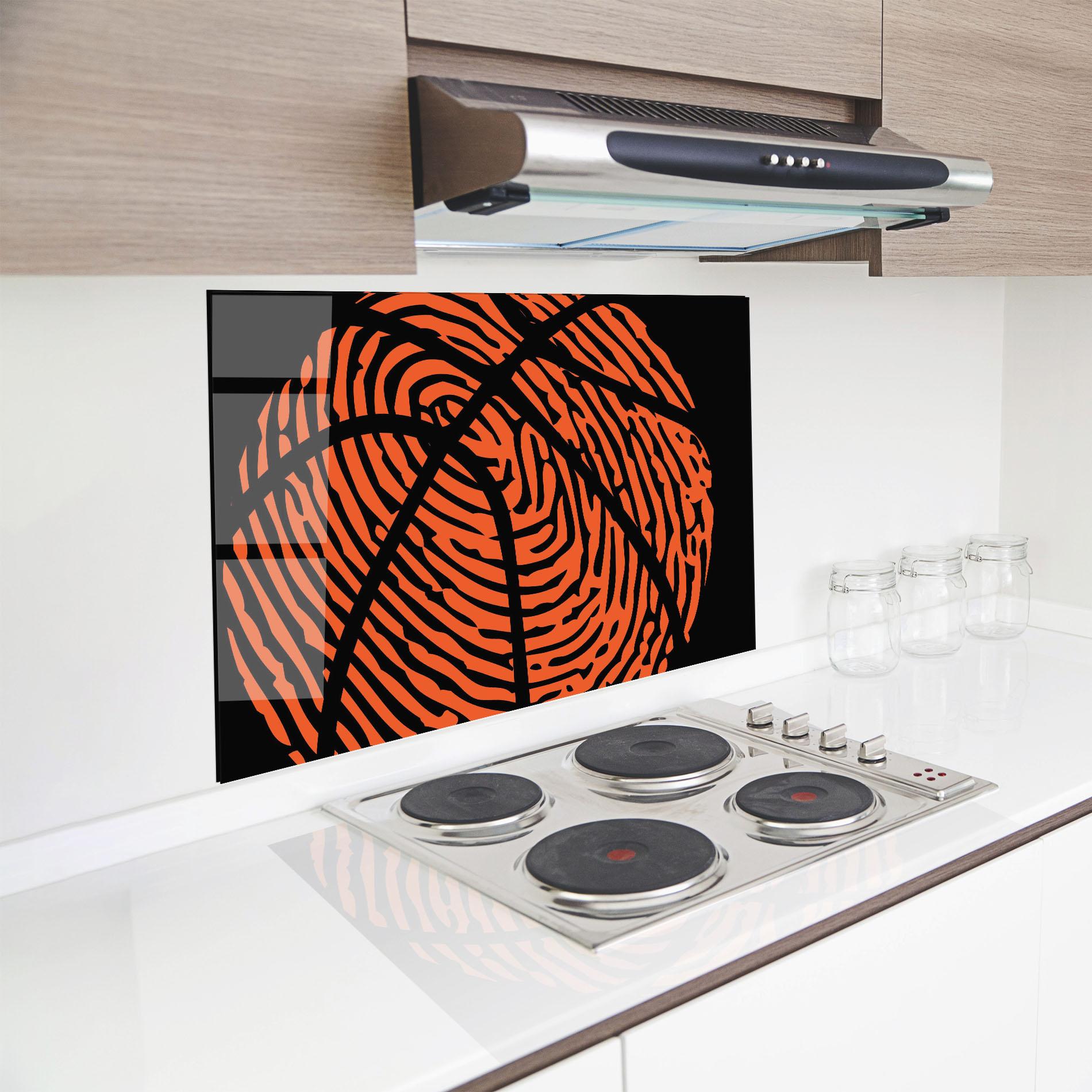 Küchenrückwand Glas Fingerprint Basketball mockup 8