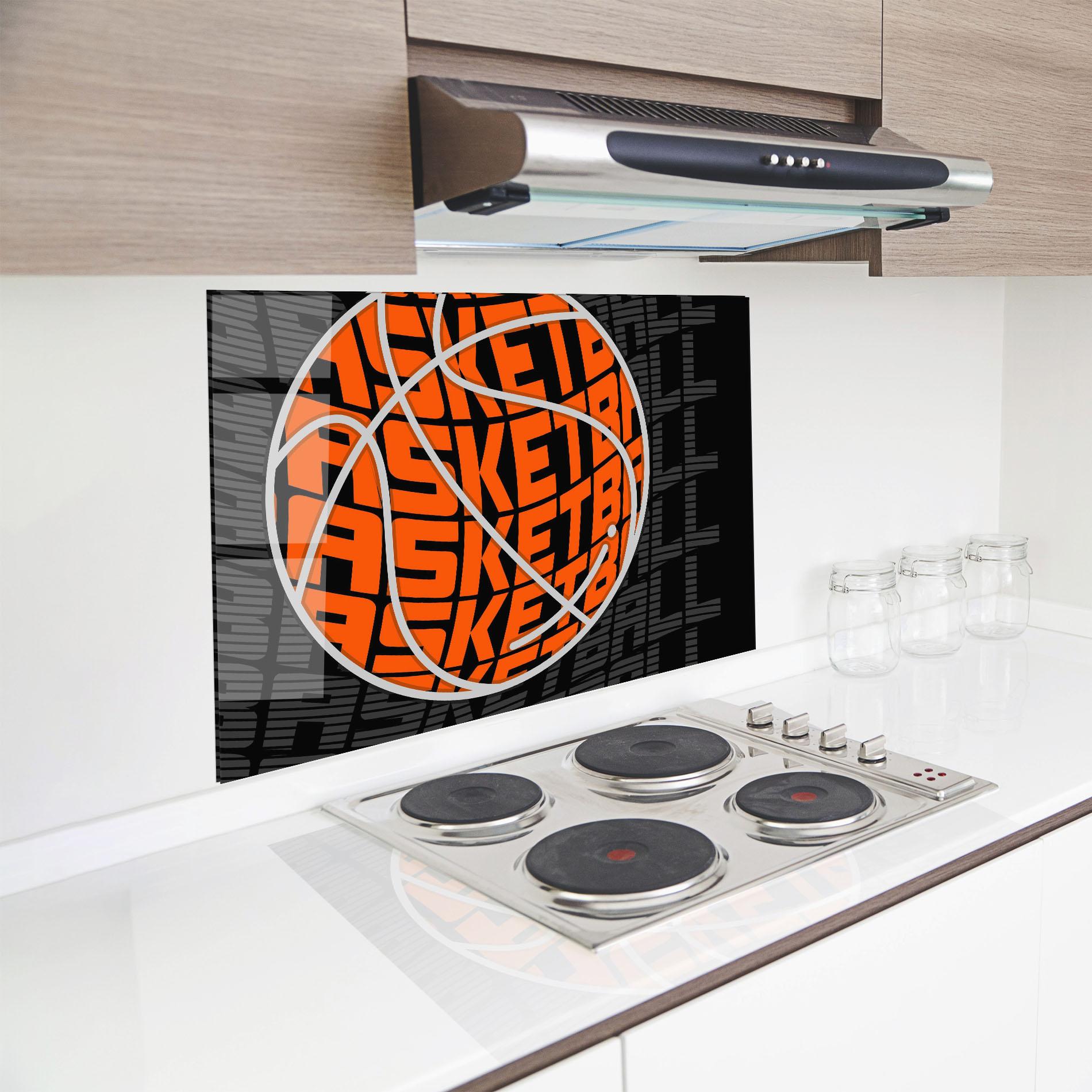 Küchenrückwand Glas Grey Orange Basket mockup 8