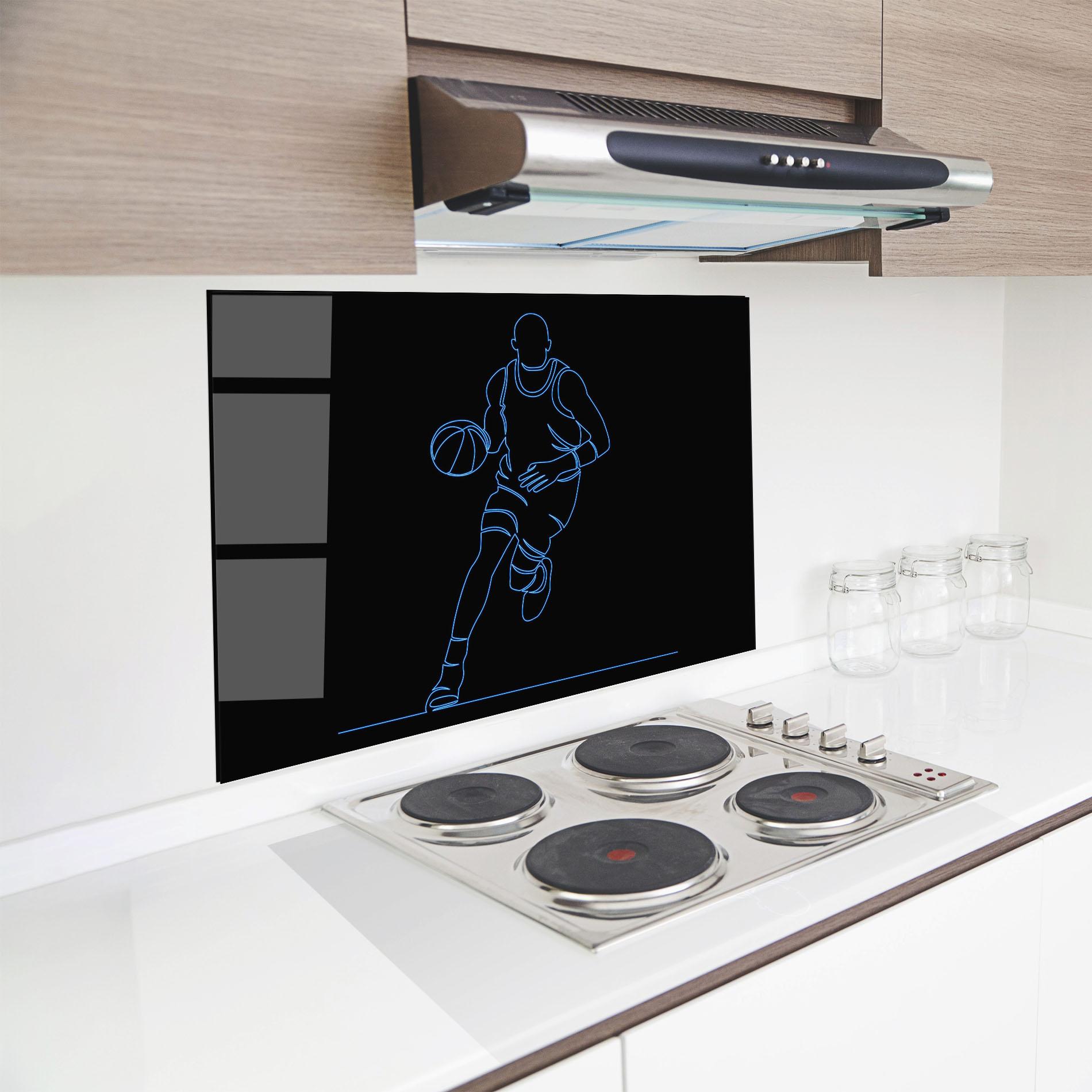 Küchenrückwand Glas Neon Basketball Player mockup 8