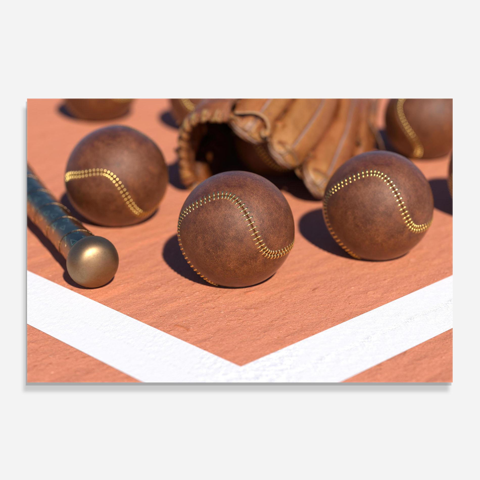 Küchenrückwand Glas Brown Baseball Ball mockup 0
