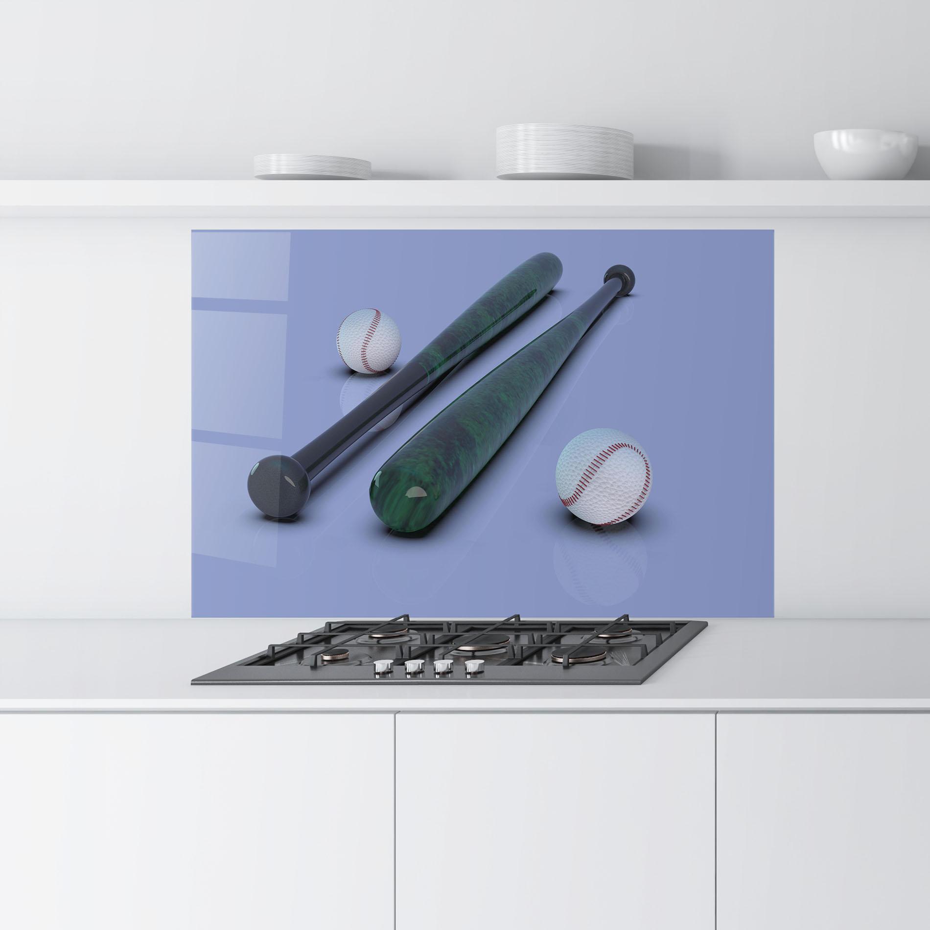 Küchenrückwand Glas Baseball Ball On Purple mockup 9