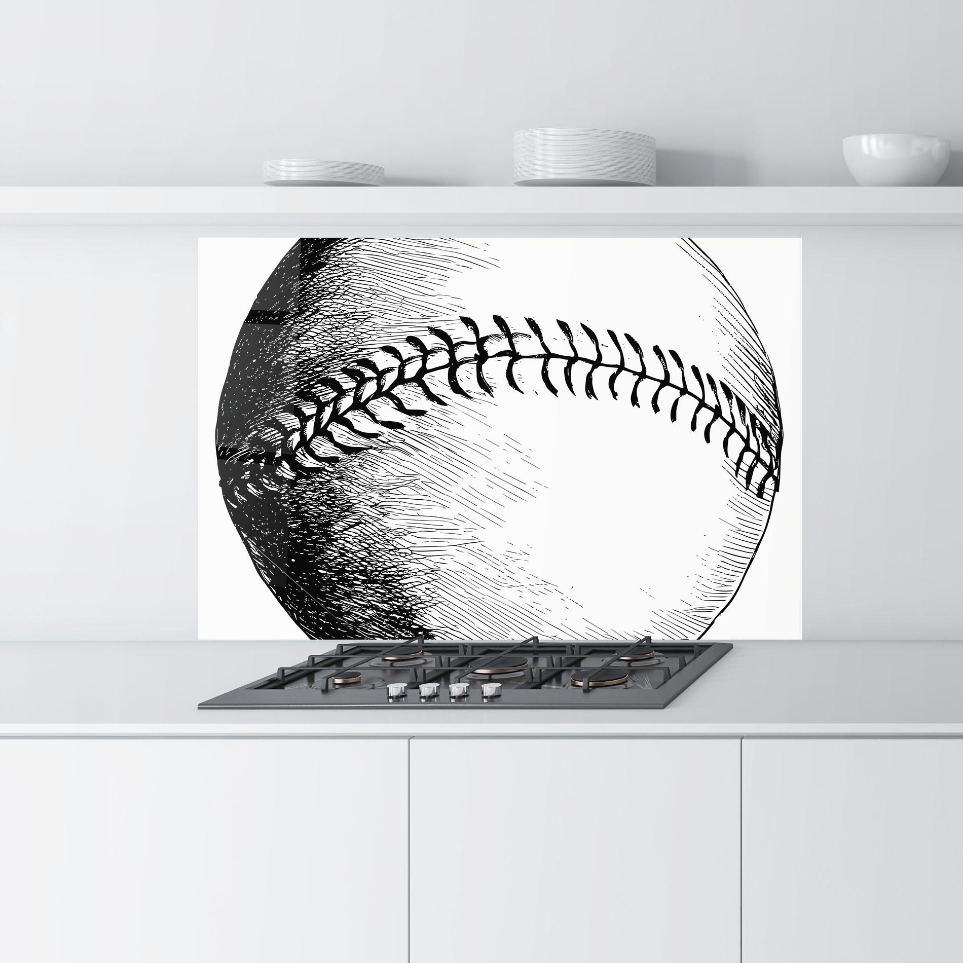 Küchenrückwand Glas Baseball Black Line mockup 9