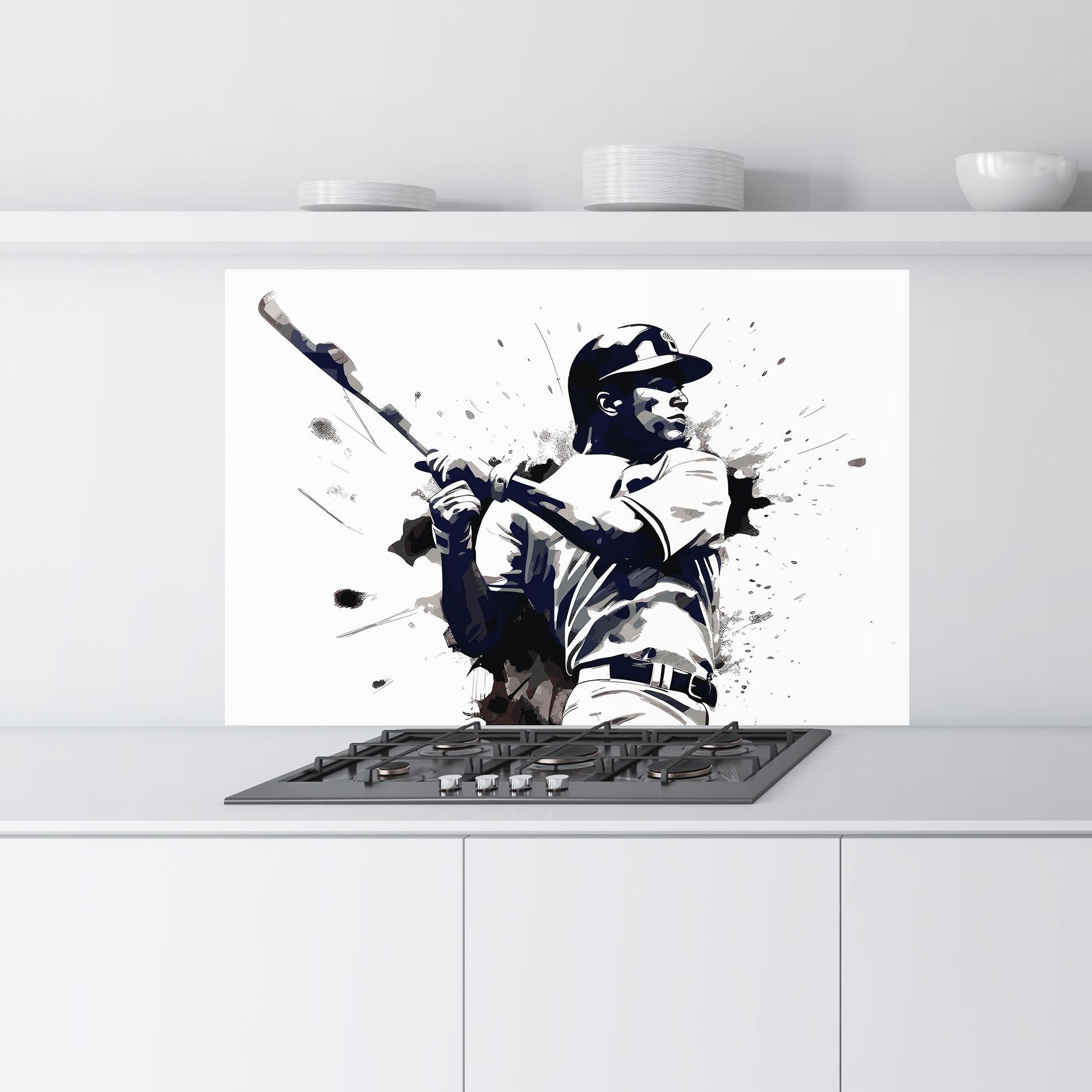 Küchenrückwand Glas Baseball Grey Art mockup 9