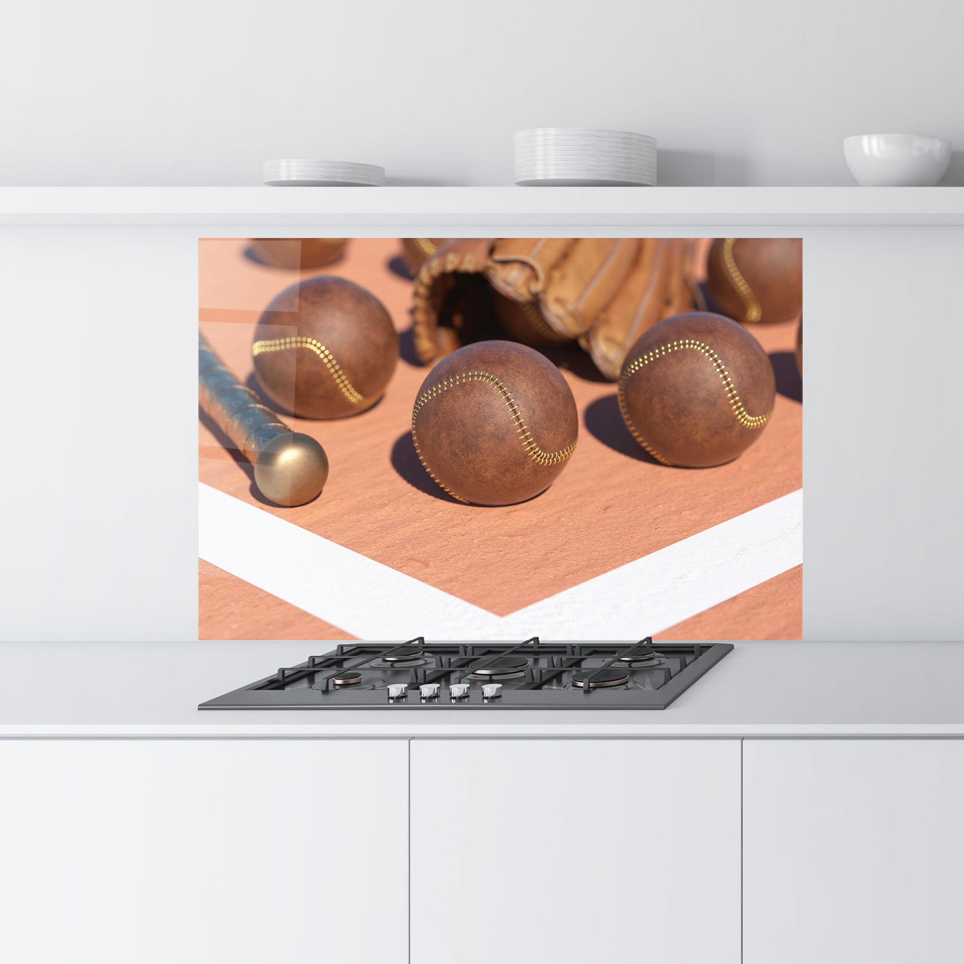 Küchenrückwand Glas Brown Baseball Ball mockup 9