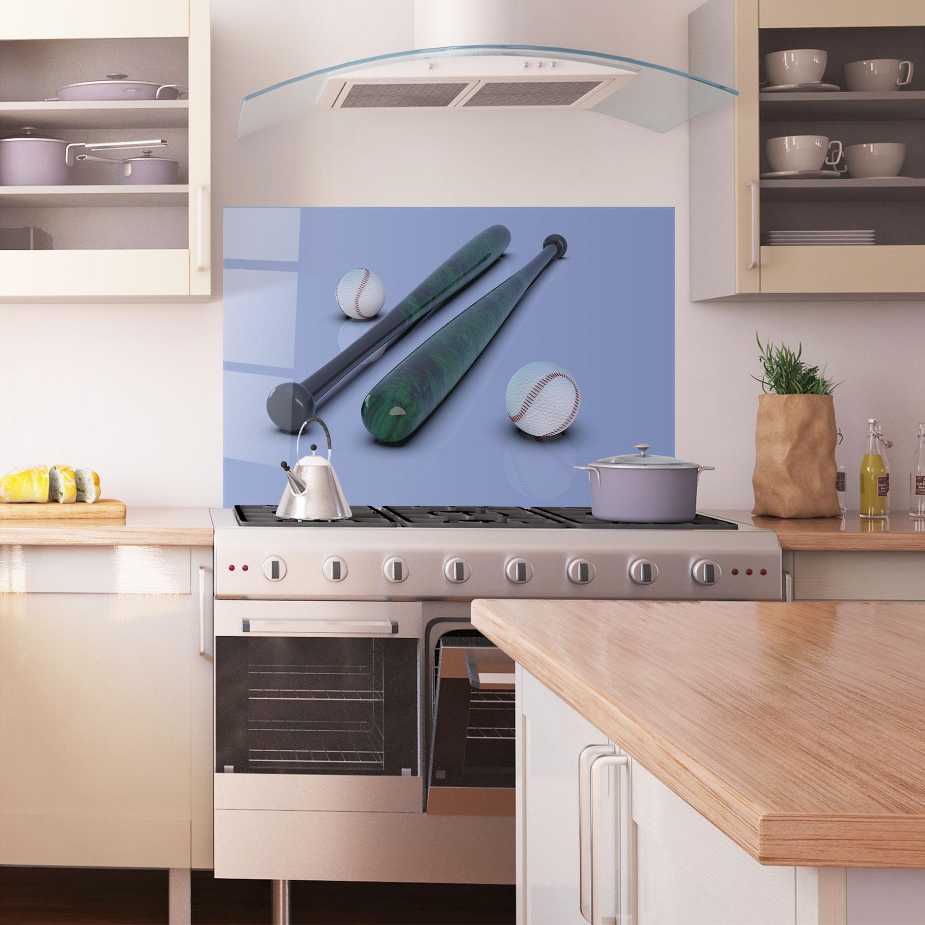 Küchenrückwand Glas Baseball Ball On Purple mockup 1