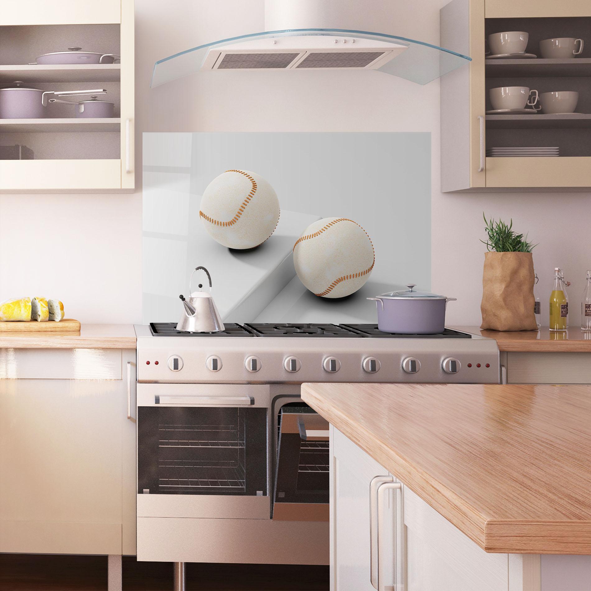 Küchenrückwand Glas Baseball Ball On White mockup 1