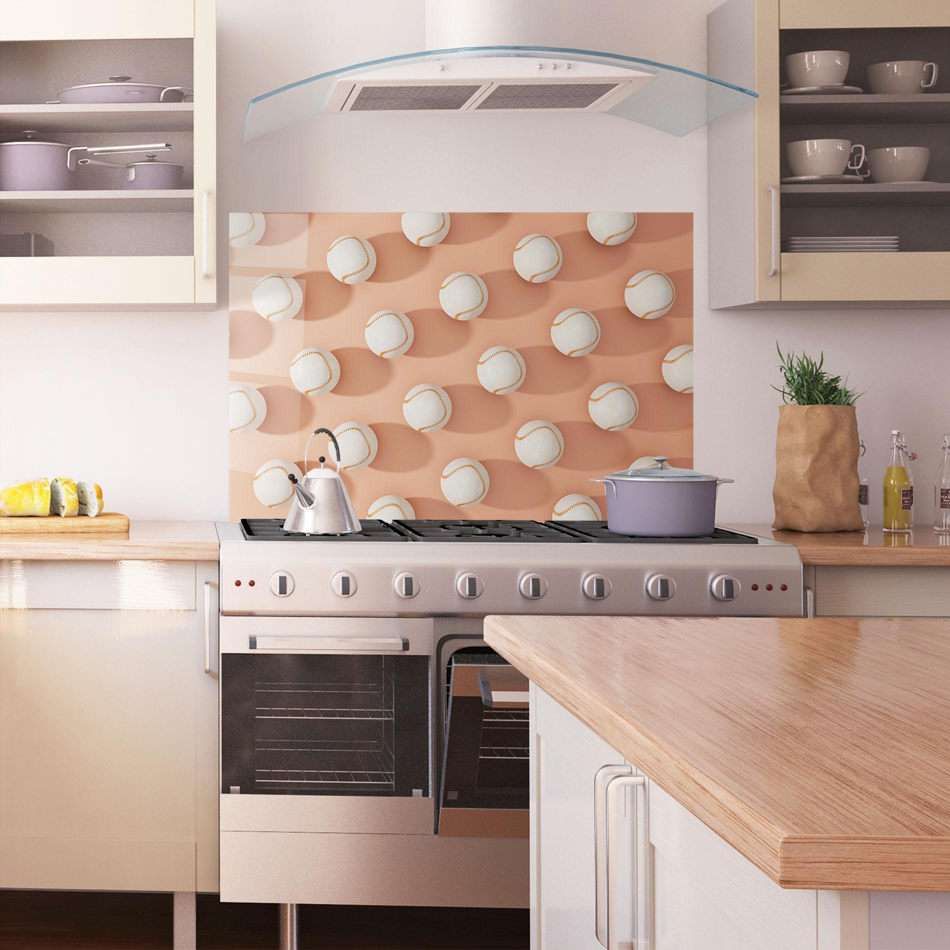 Küchenrückwand Glas Baseball Ball Pattern mockup 1