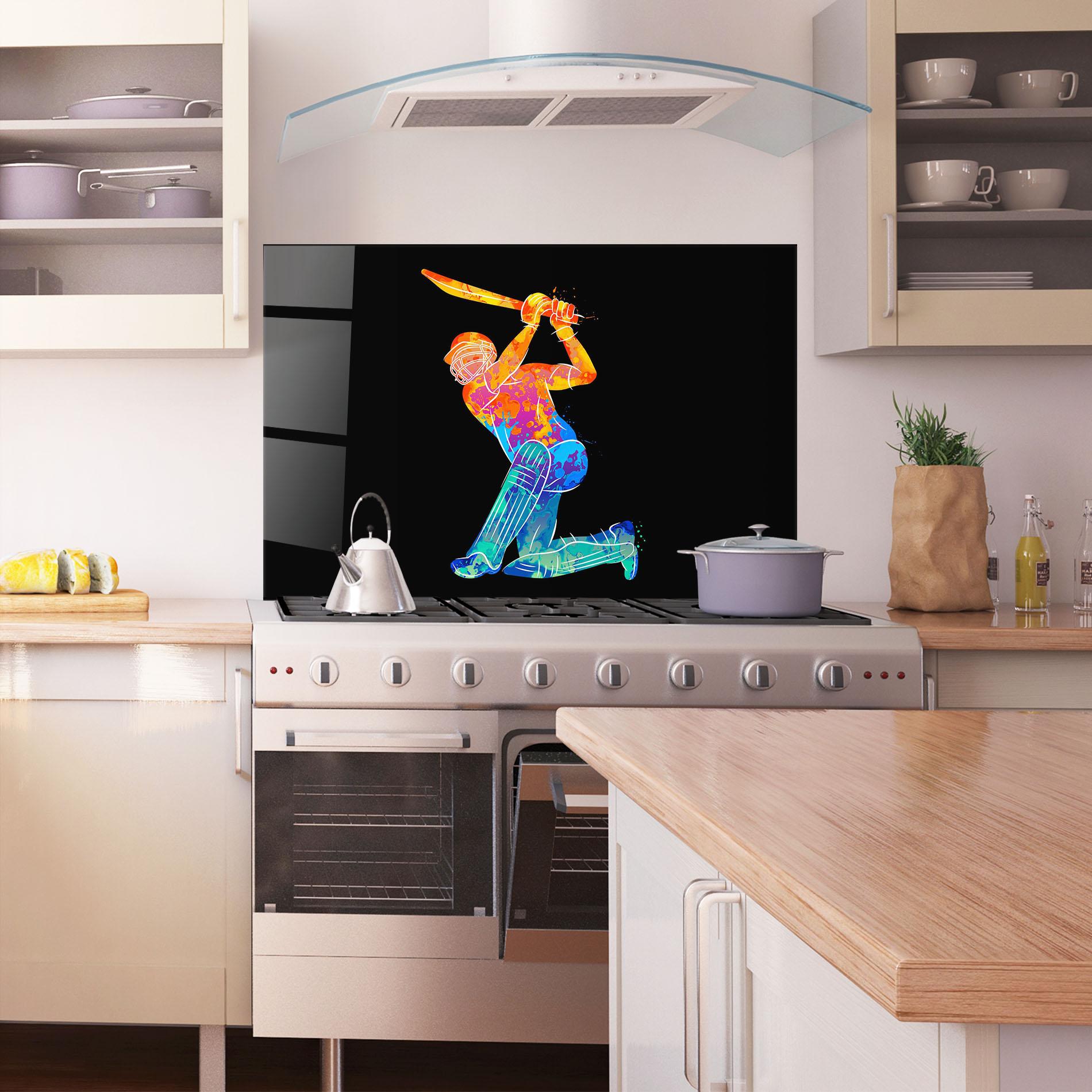 Küchenrückwand Glas Baseball Color Art mockup 1