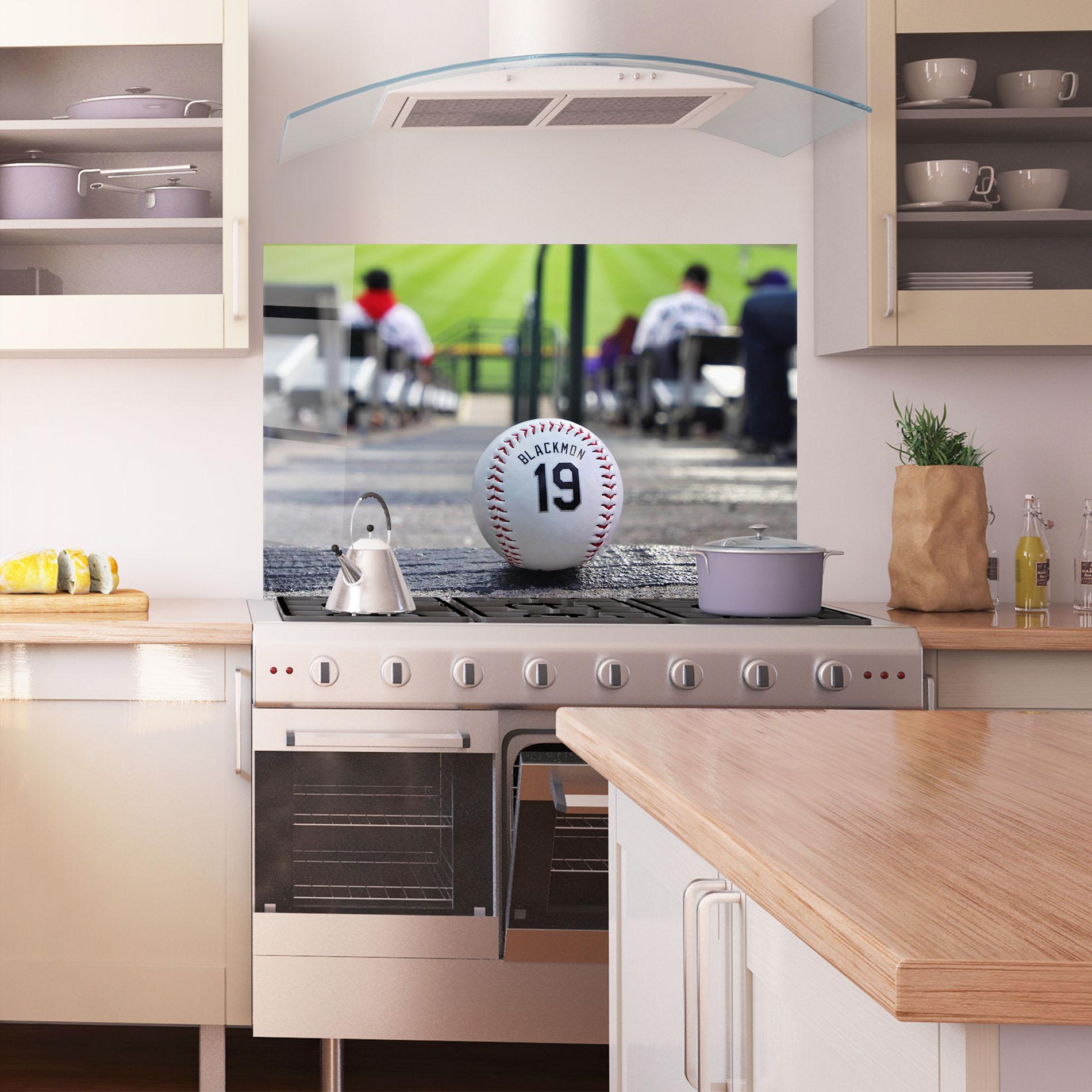 Küchenrückwand Glas Baseball Nr 19 mockup 1