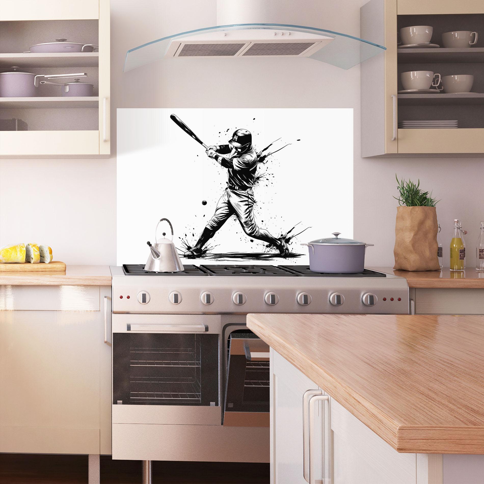 Küchenrückwand Glas Baseball Splash mockup 1
