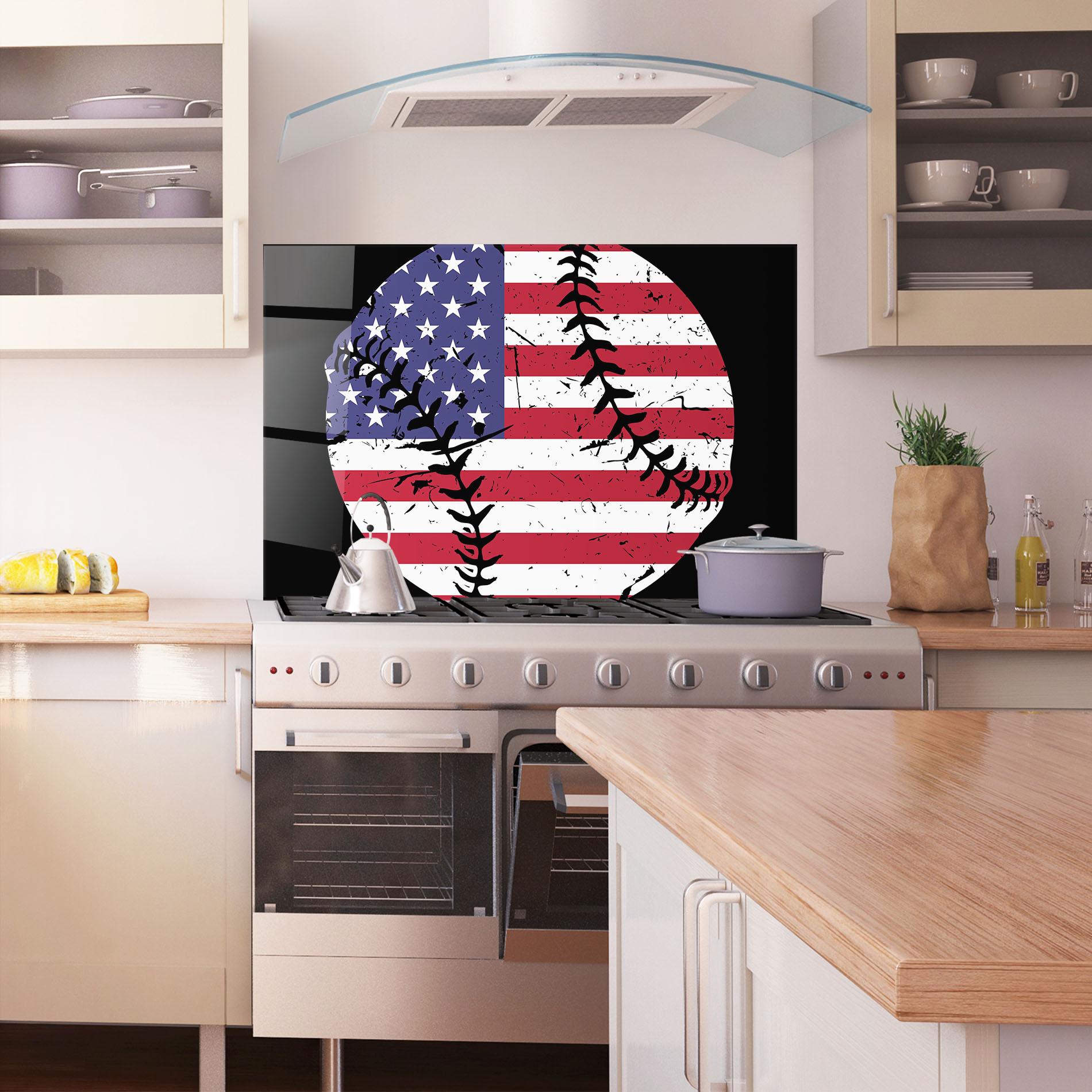 Küchenrückwand Glas Baseball Usa mockup 1