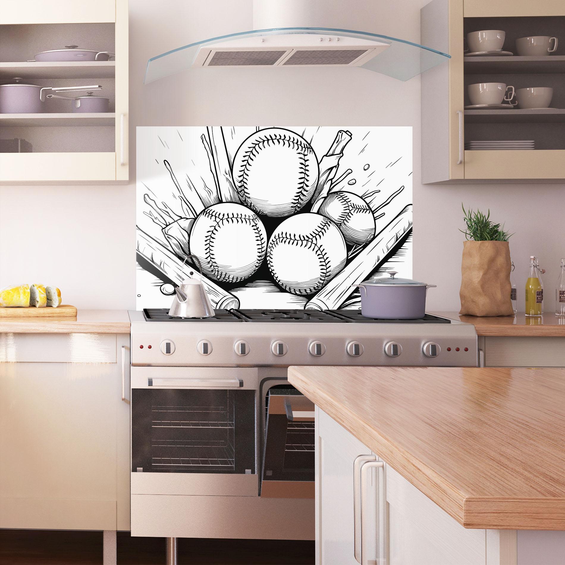 Küchenrückwand Glas Big Baseball Ball mockup 1