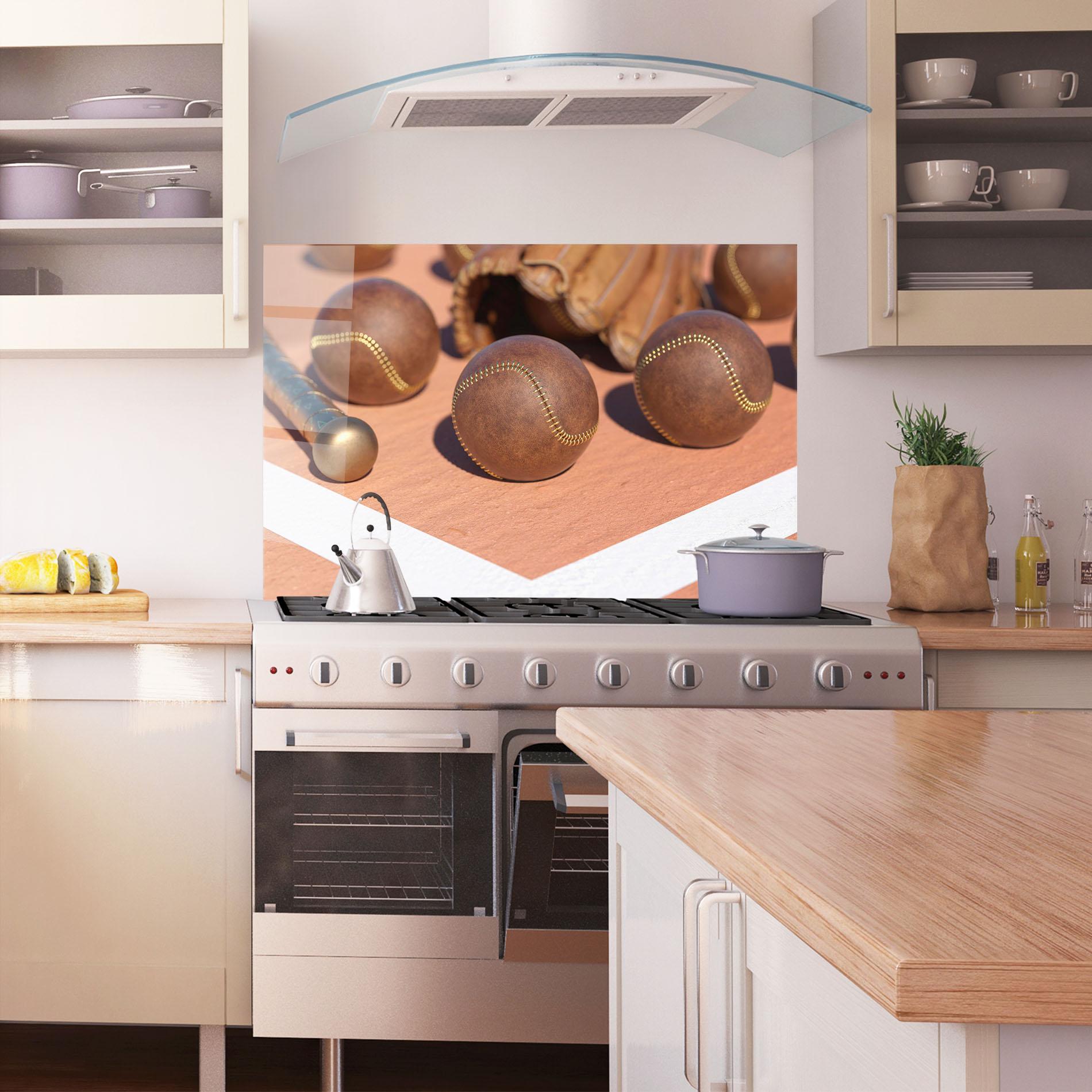 Küchenrückwand Glas Brown Baseball Ball mockup 1