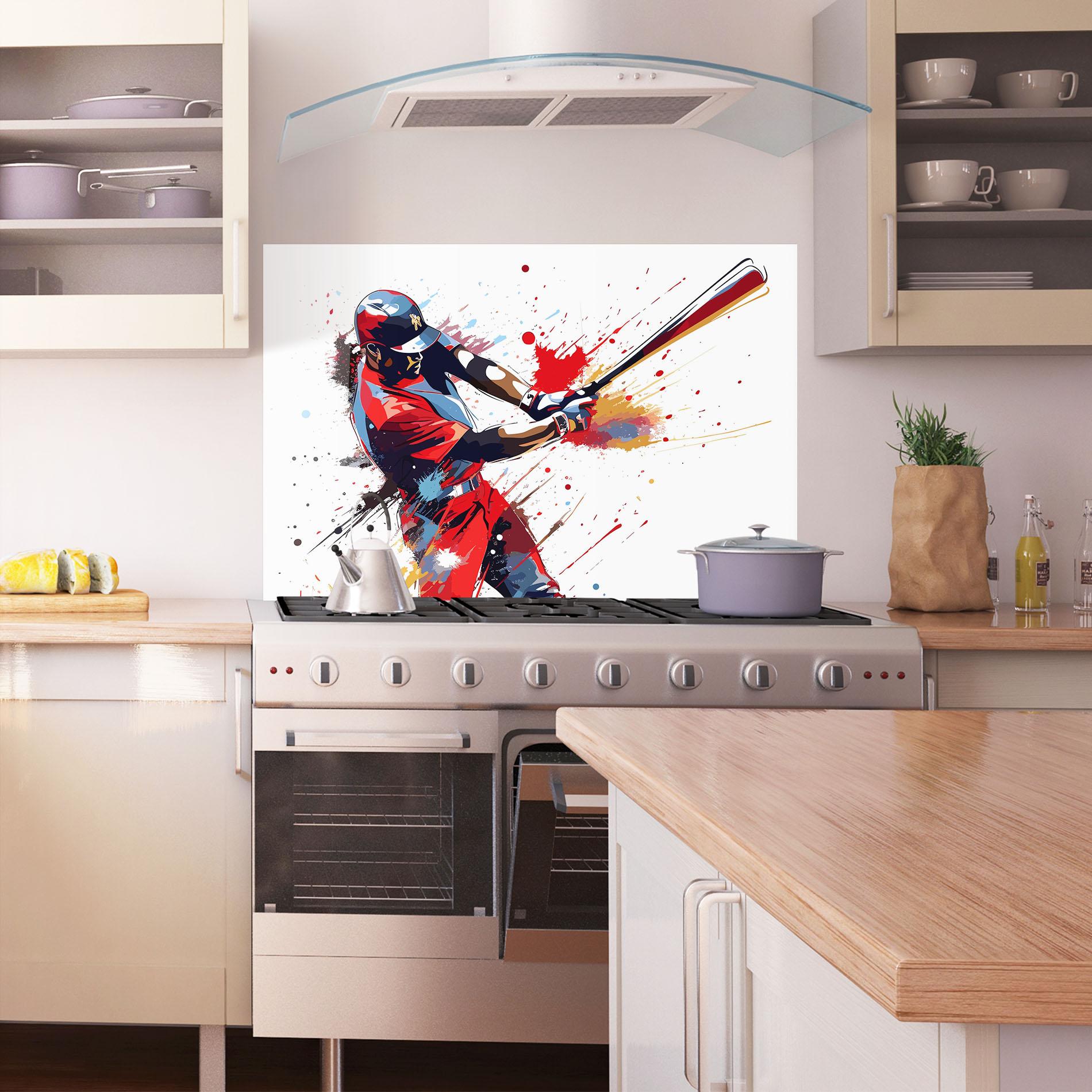 Küchenrückwand Glas Colorful Baseball mockup 1
