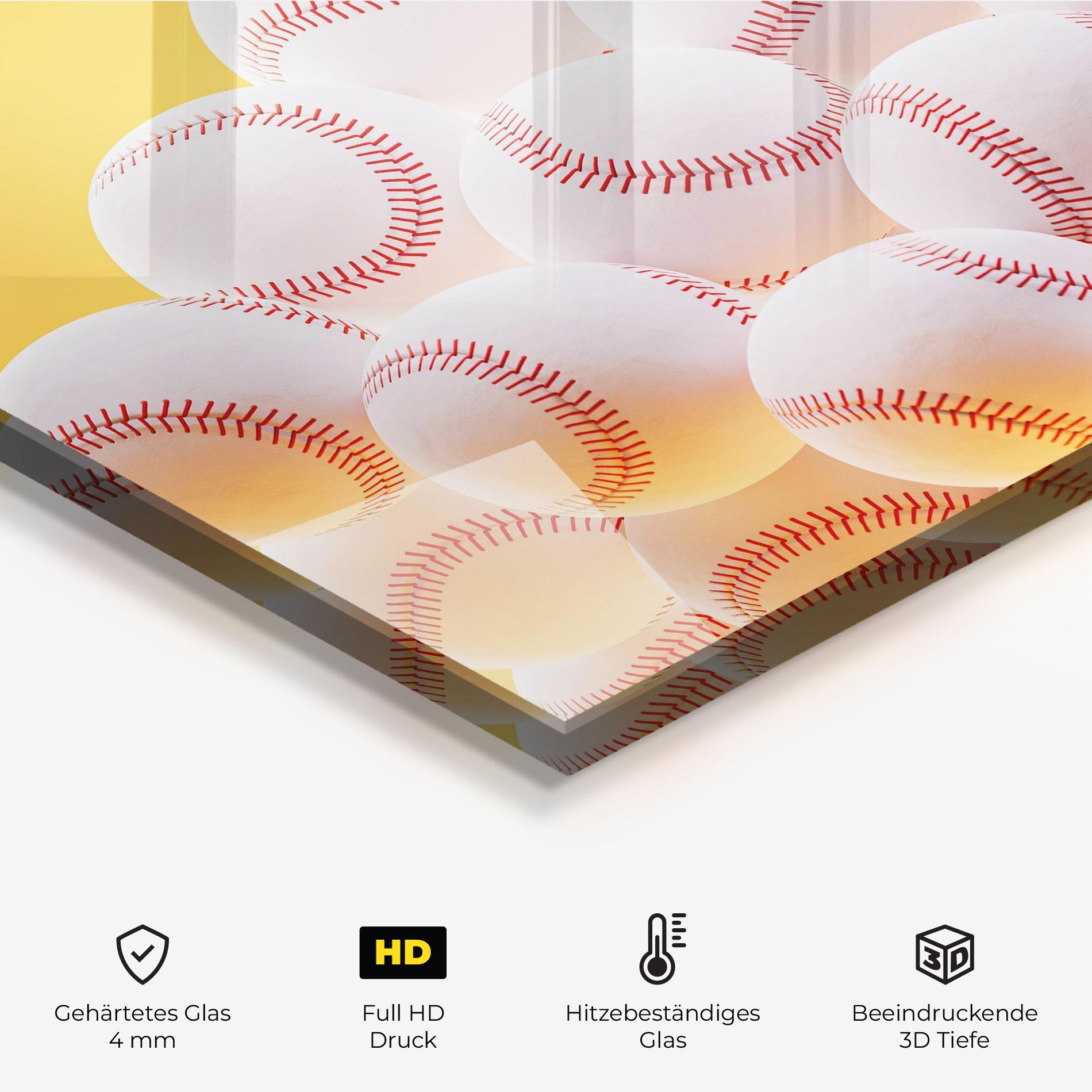 Küchenrückwand Glas Baseball Ball On Yellow mockup 2