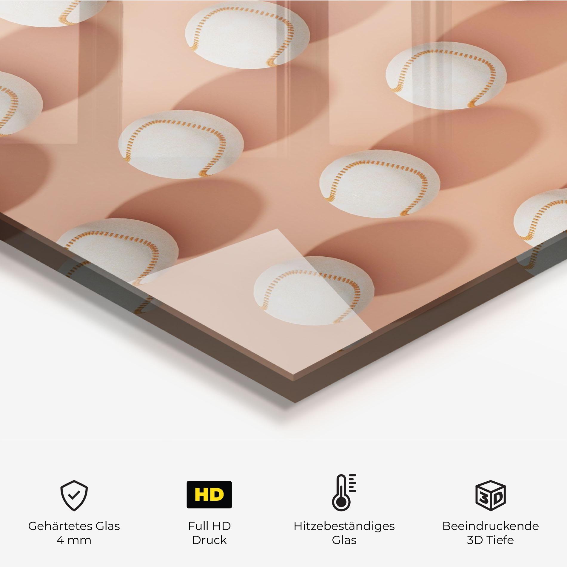 Küchenrückwand Glas Baseball Ball Pattern mockup 2