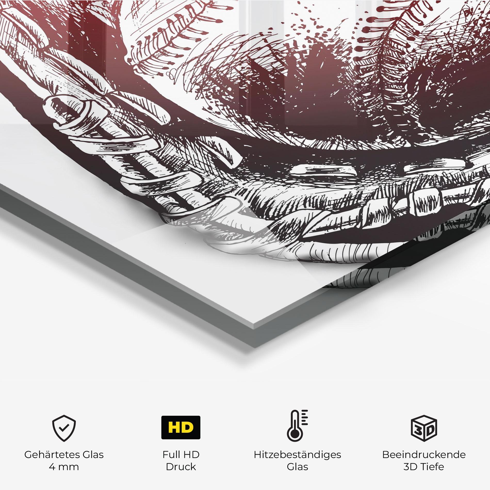 Küchenrückwand Glas Baseball Glove Art mockup 2