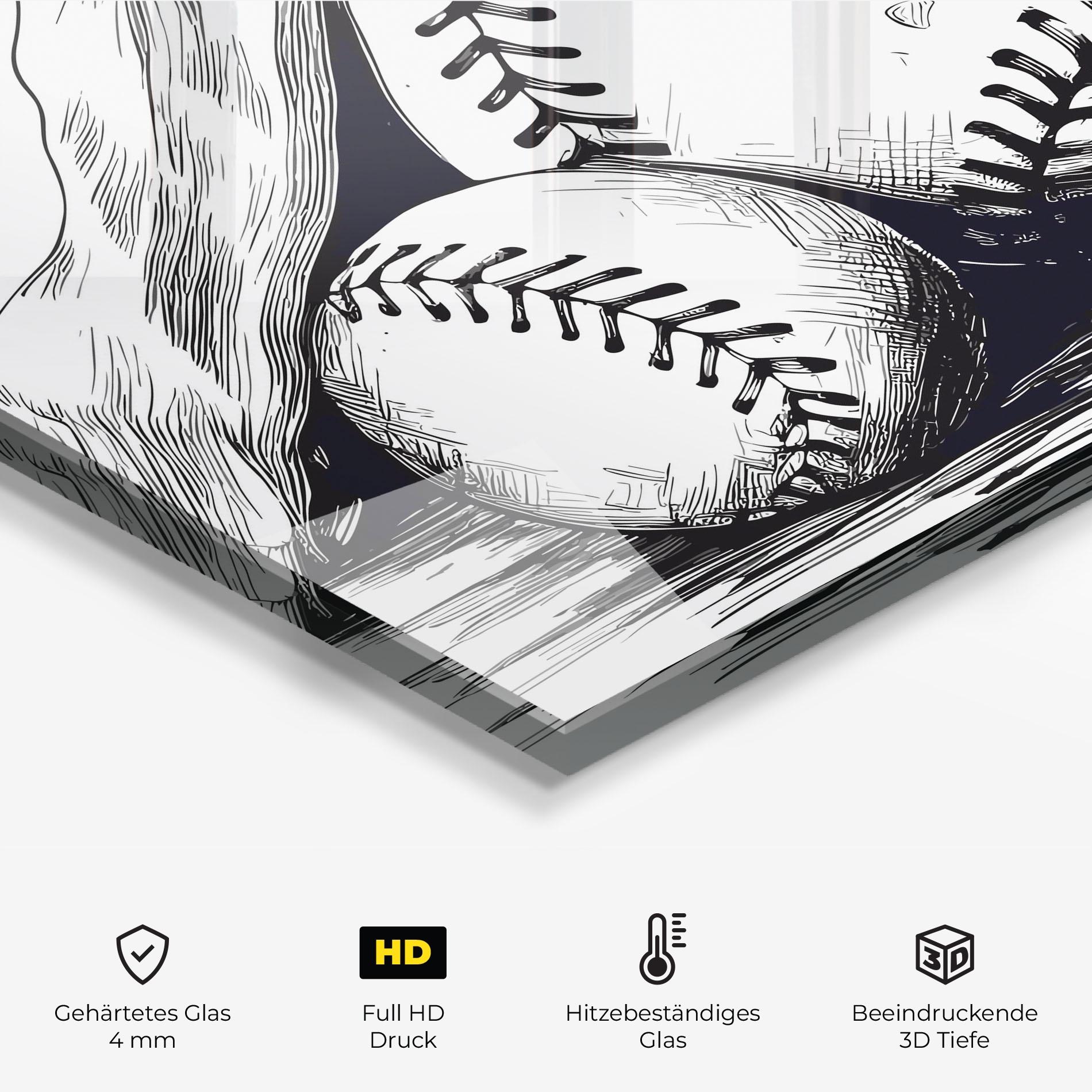 Küchenrückwand Glas Baseball Grey Line mockup 2