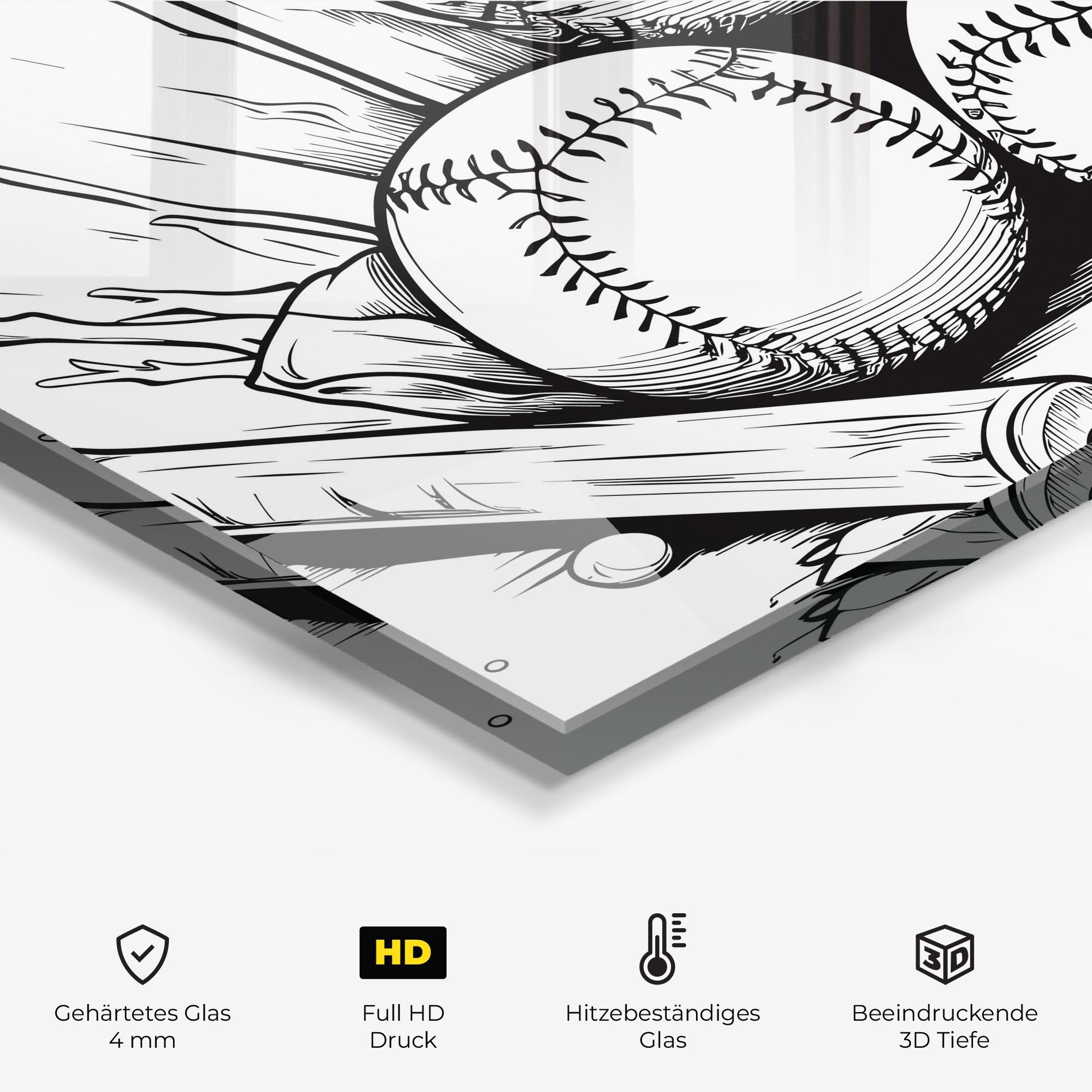 Küchenrückwand Glas Big Baseball Ball mockup 2