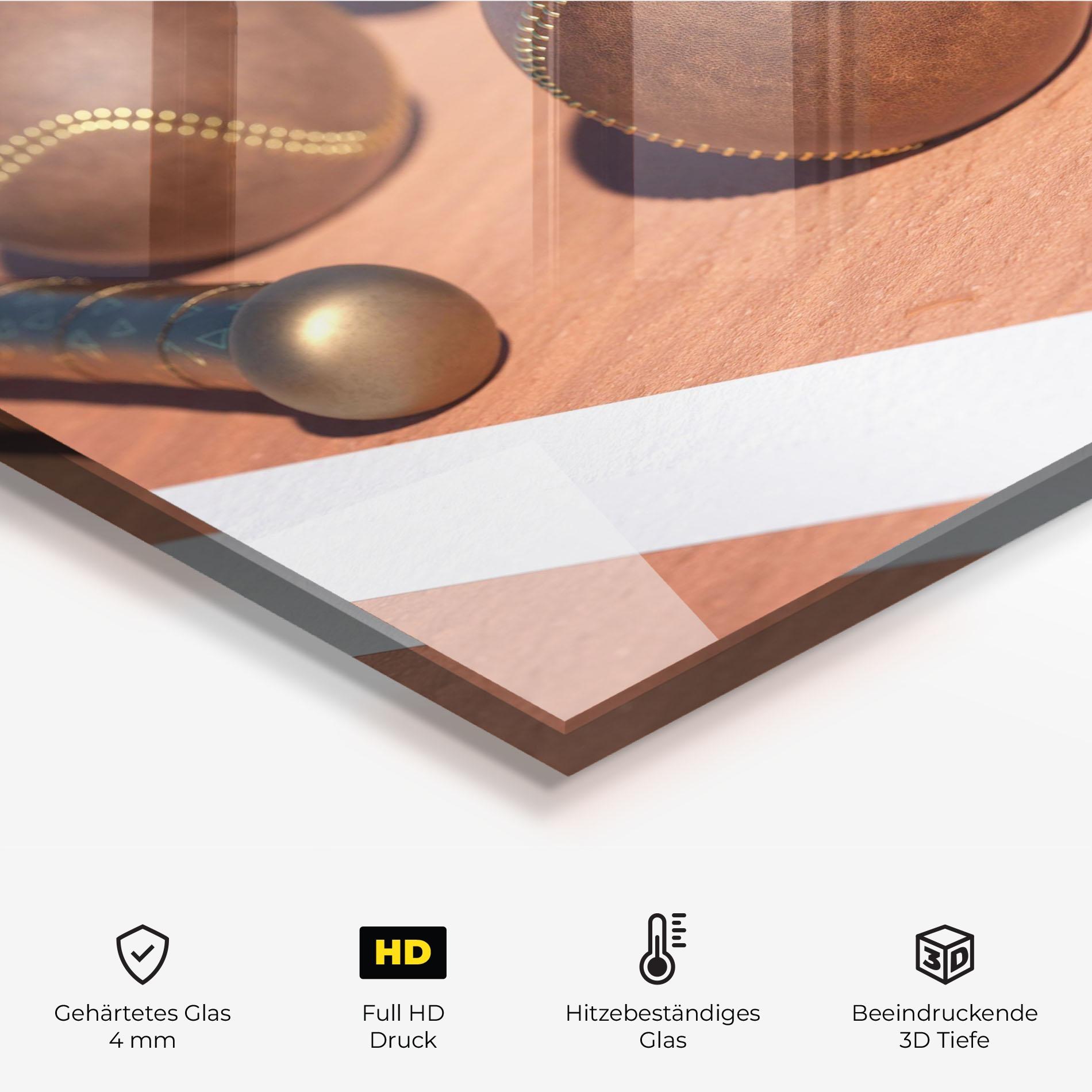 Küchenrückwand Glas Brown Baseball Ball mockup 2